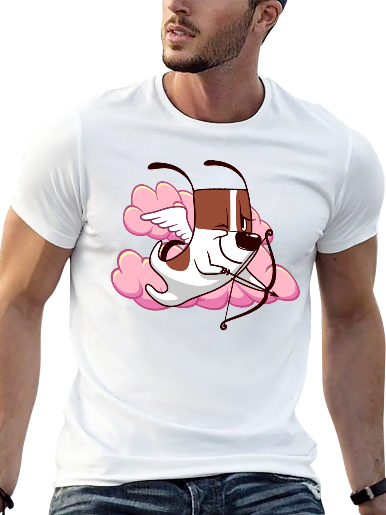 Cupid Dog Graphic T-Shirt - Black