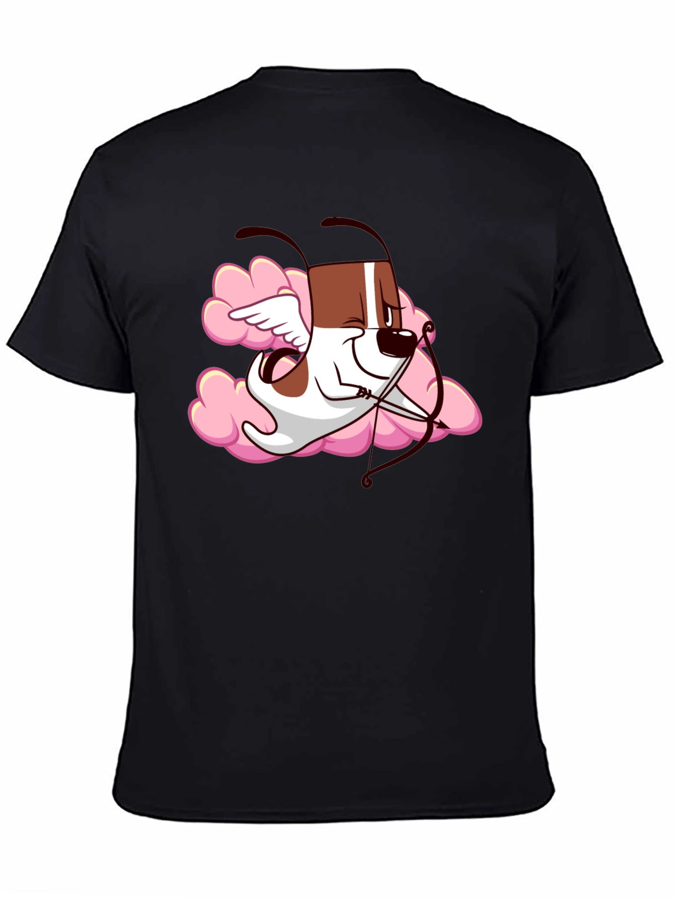 Cupid Dog Graphic T-Shirt - Black