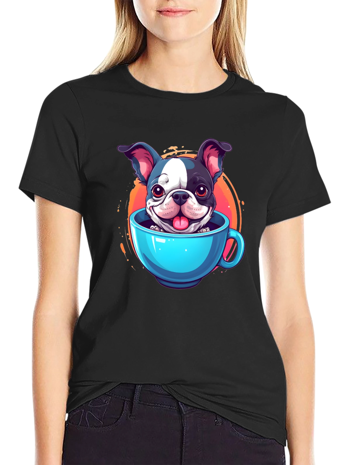 Cute Dog in a Cup Graphic Tee