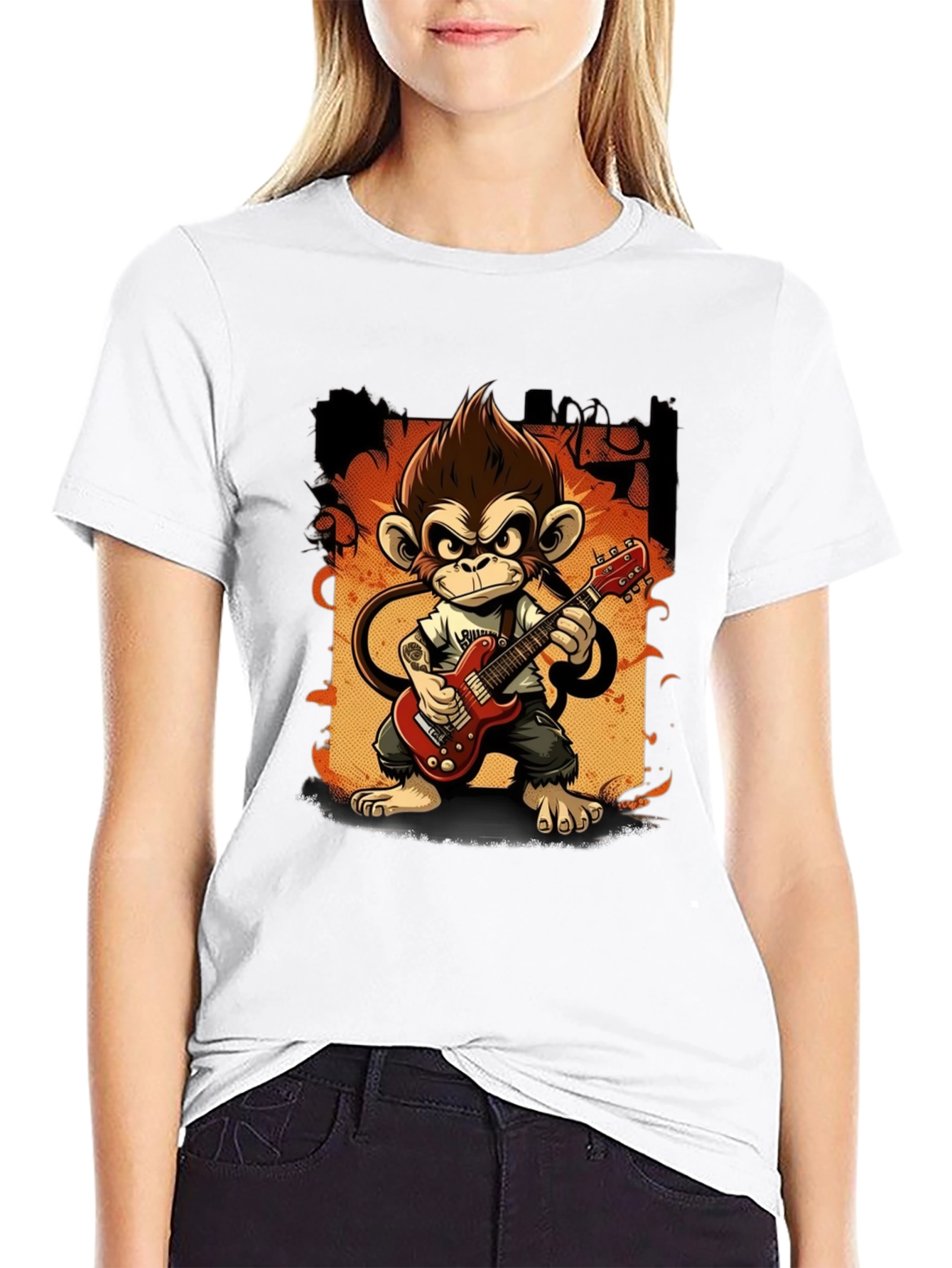 Monkey Guitarist Graphic Tee - Rock Out in Style!