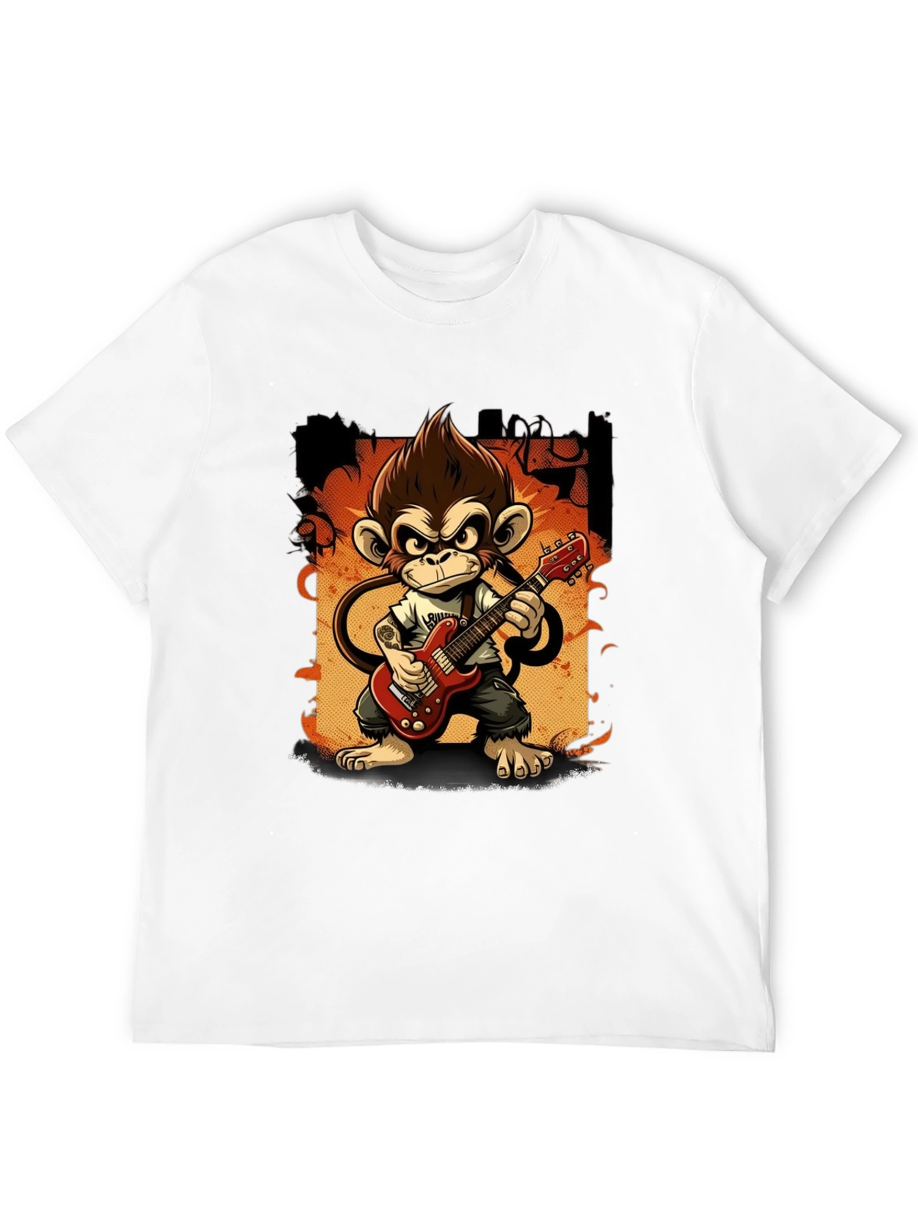Monkey Guitarist Graphic Tee - Rock Out in Style!