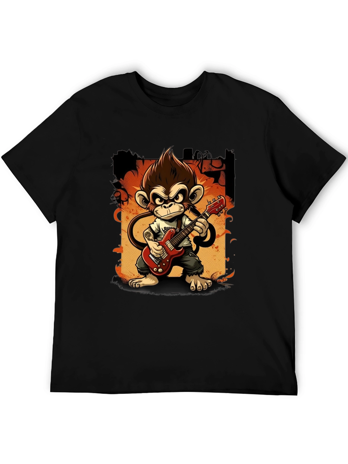 Monkey Guitarist Graphic Tee - Rock Out in Style!