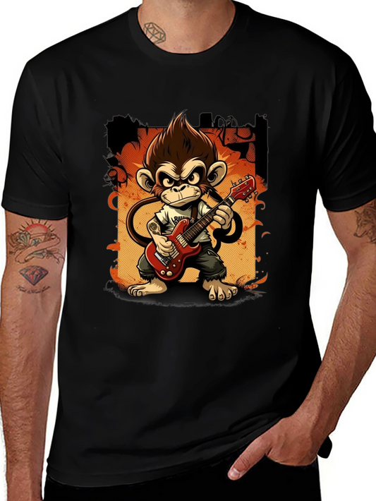 Monkey Guitarist Graphic Tee - Rock Out in Style!