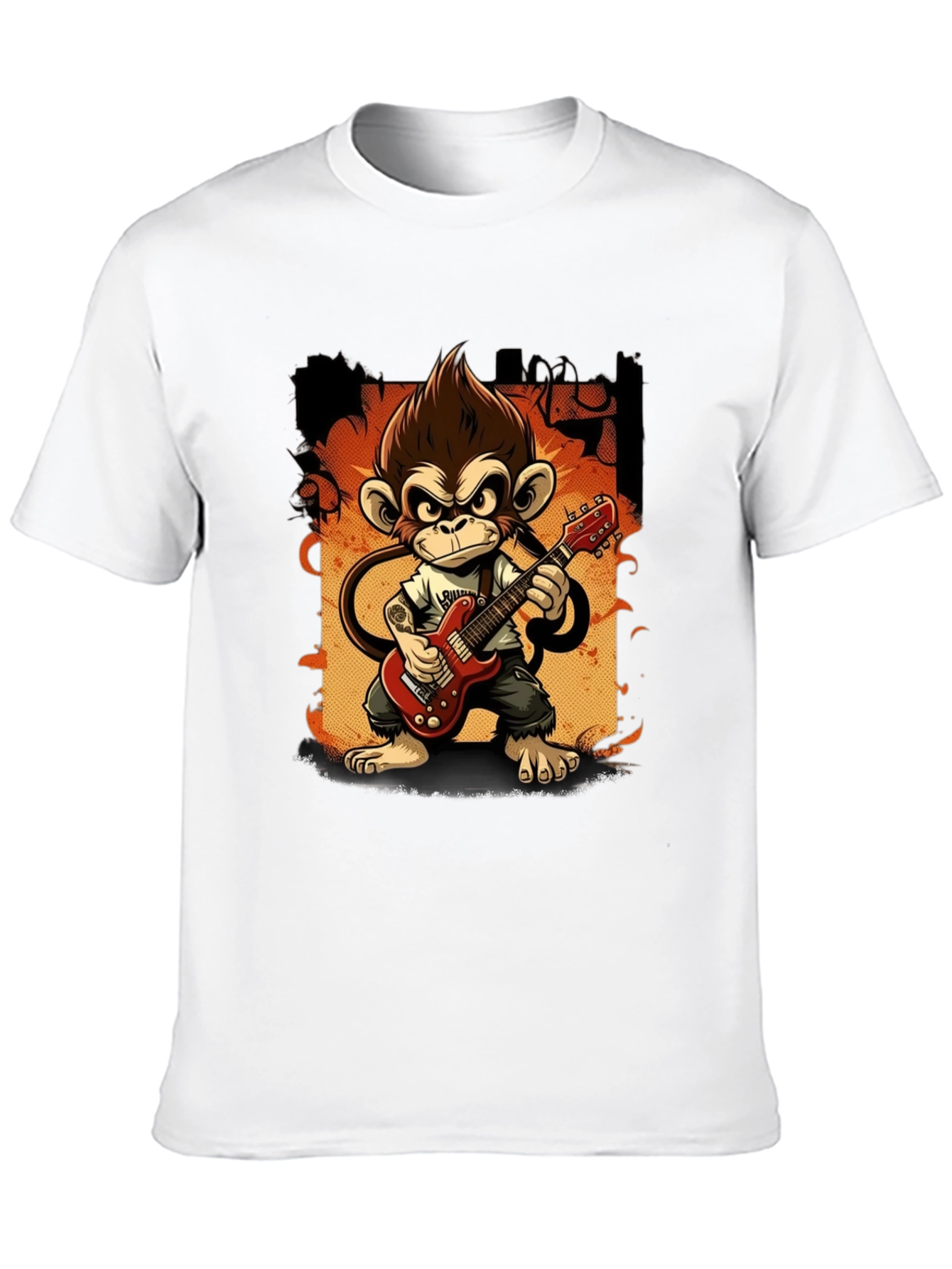 Monkey Guitarist Graphic Tee - Rock Out in Style!
