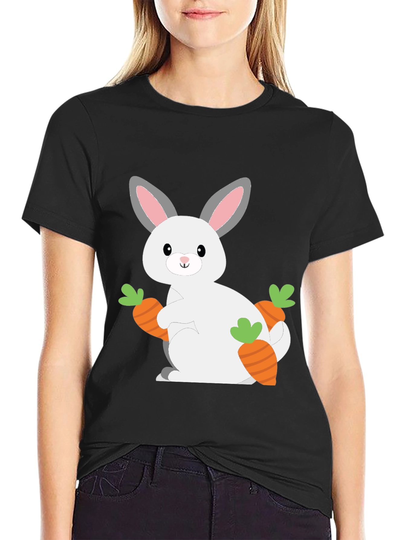 Cute Bunny & Carrots Graphic Tee - Easter Shirt