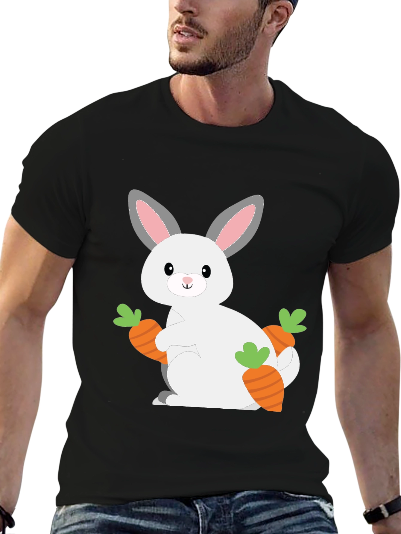 Cute Bunny & Carrots Graphic Tee - Easter Shirt