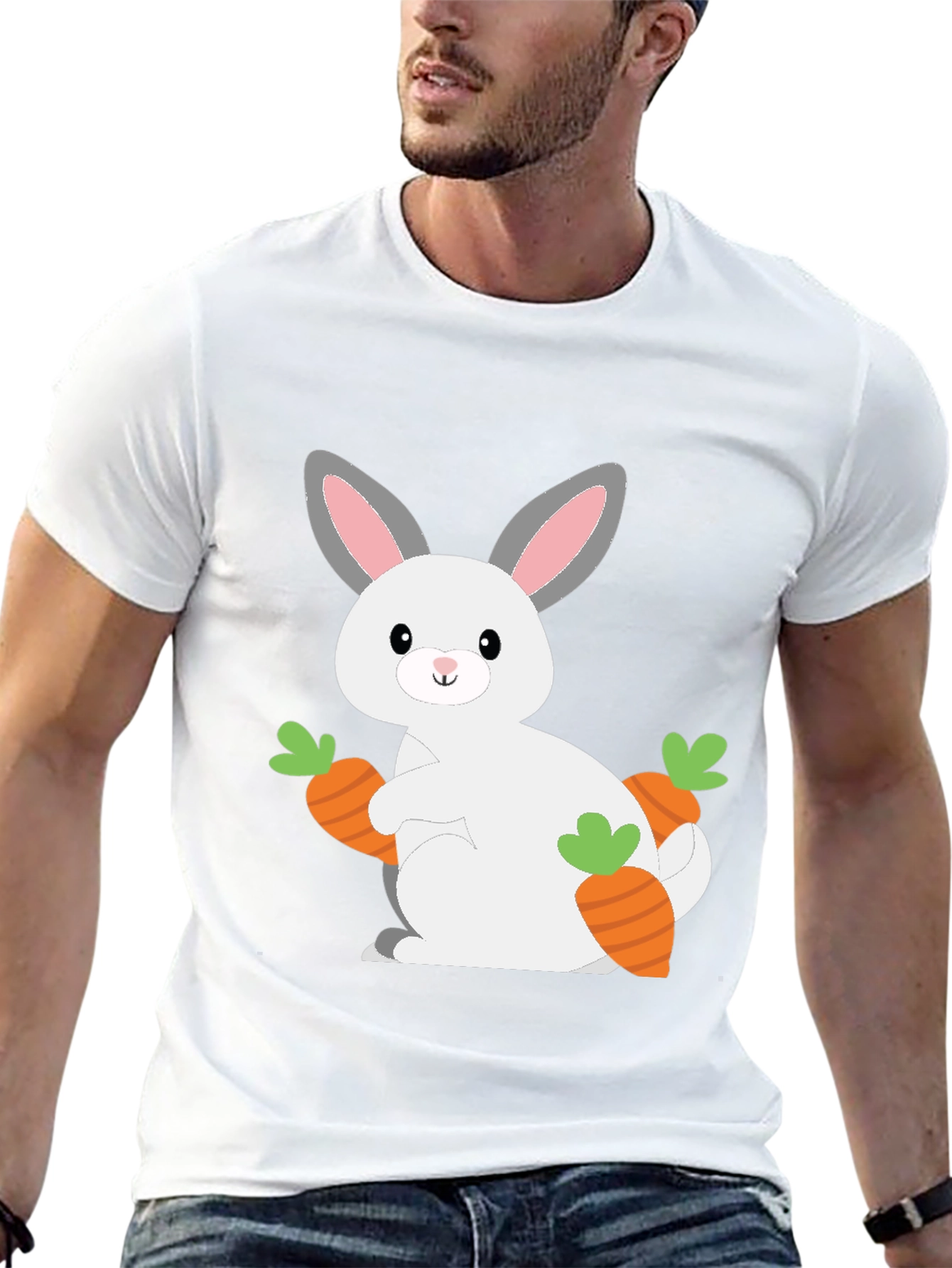 Cute Bunny & Carrots Graphic Tee - Easter Shirt