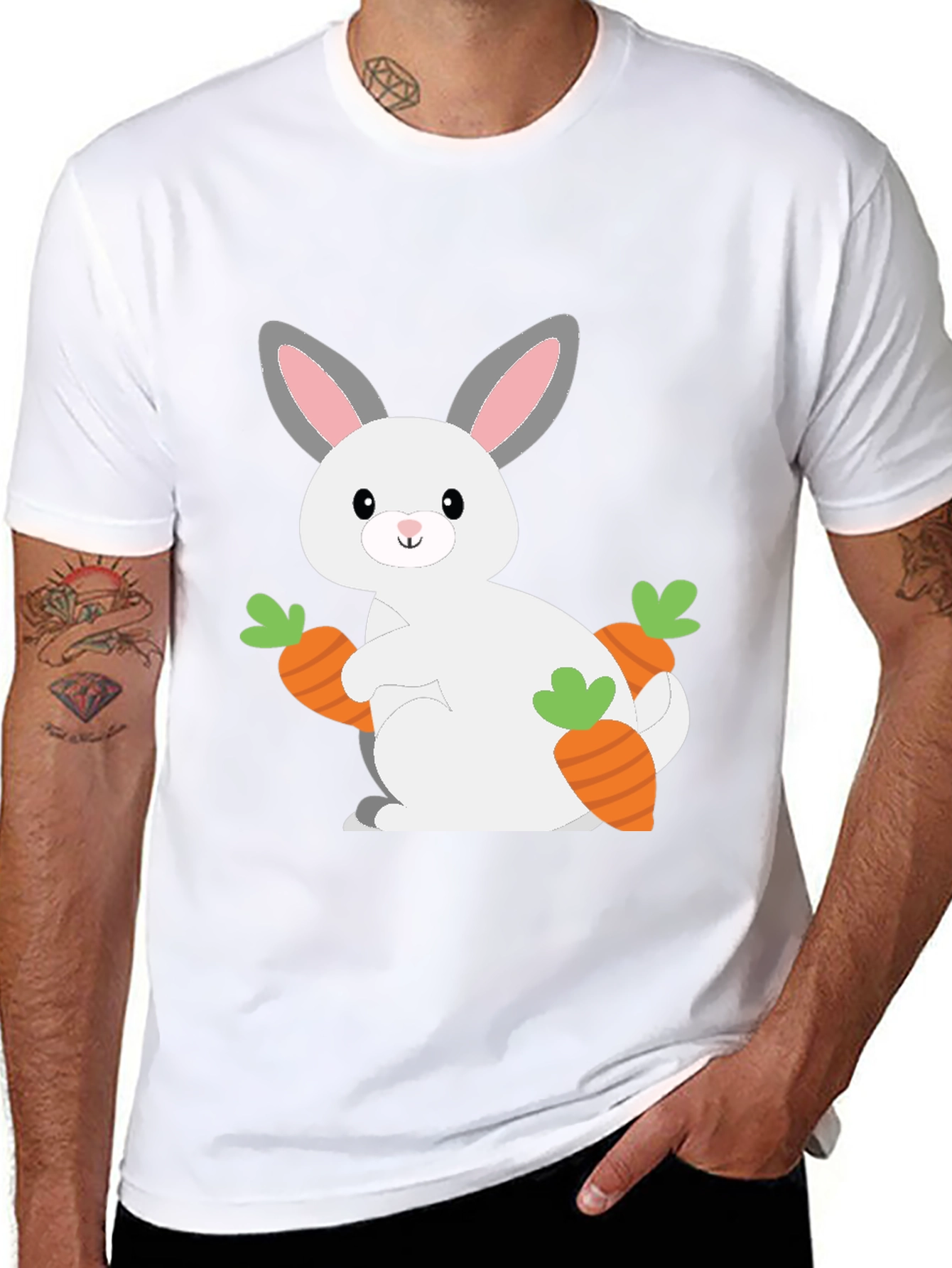 Cute Bunny & Carrots Graphic Tee - Easter Shirt