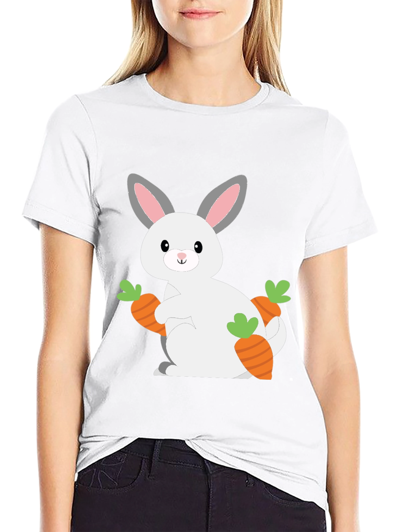 Cute Bunny & Carrots Graphic Tee - Easter Shirt