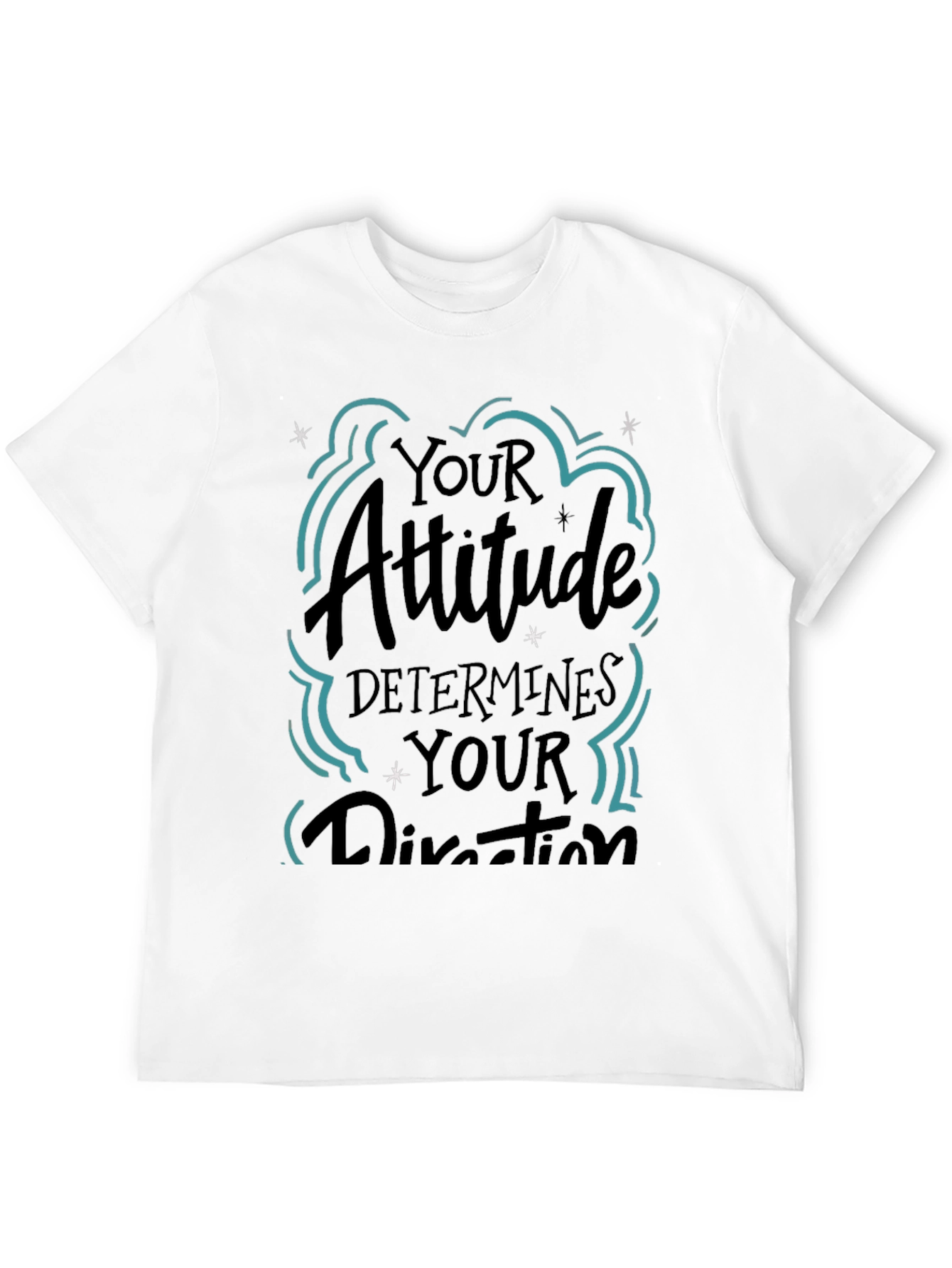 Attitude Determines Direction Black Graphic T-Shirt