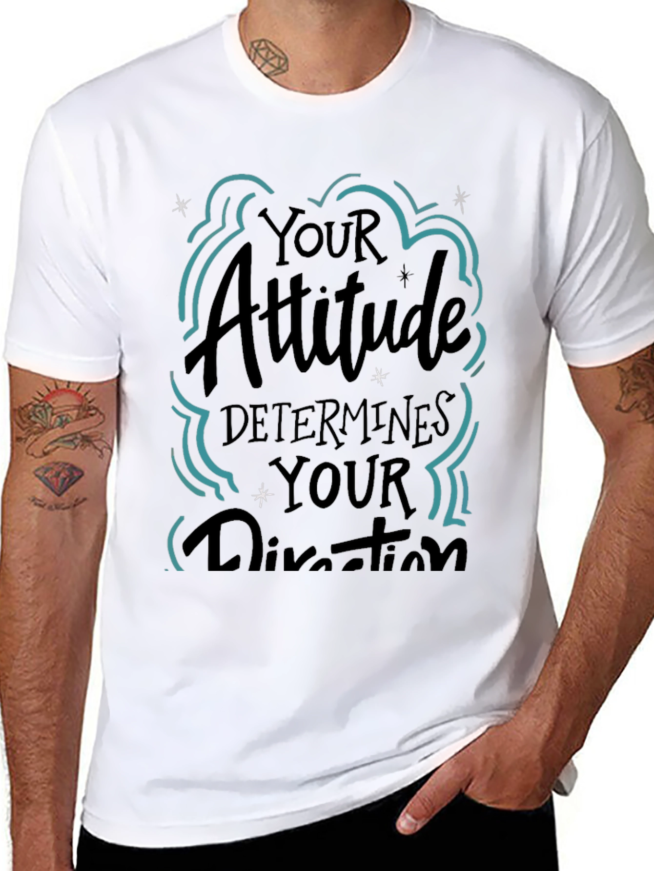 Attitude Determines Direction Black Graphic T-Shirt