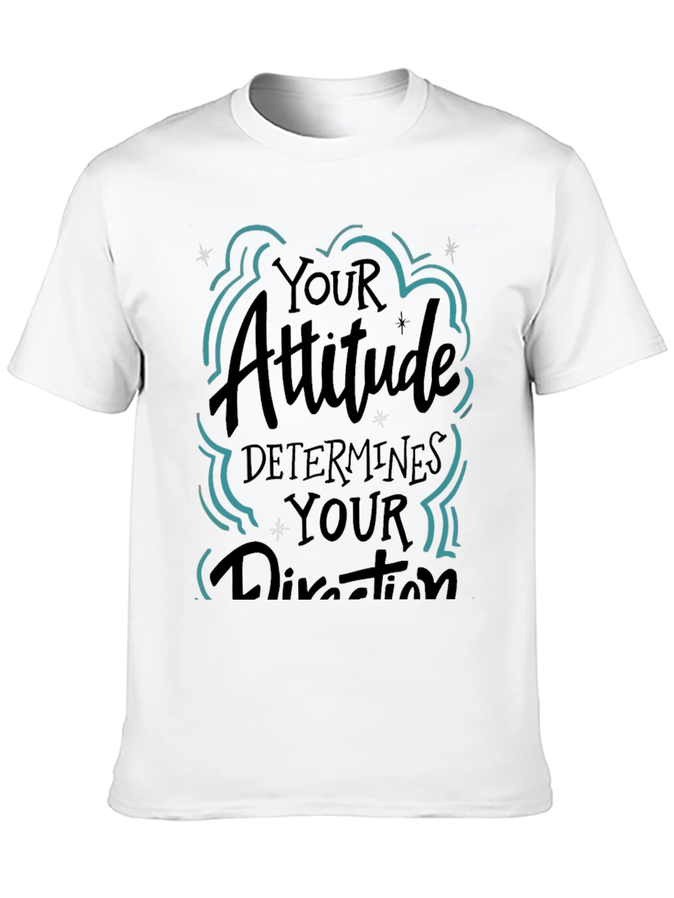 Attitude Determines Direction Black Graphic T-Shirt