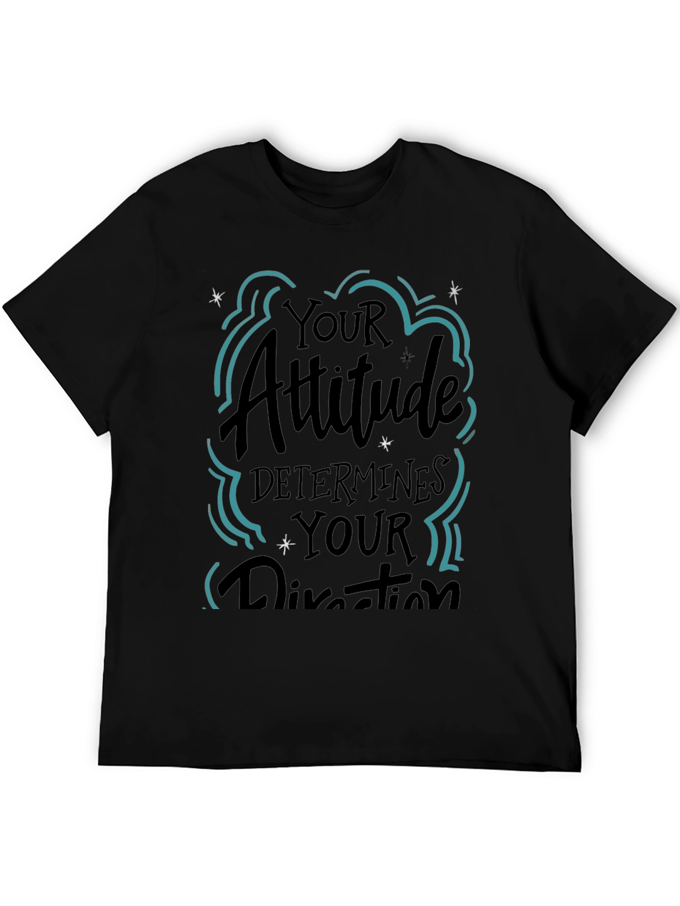 Attitude Determines Direction Black Graphic T-Shirt