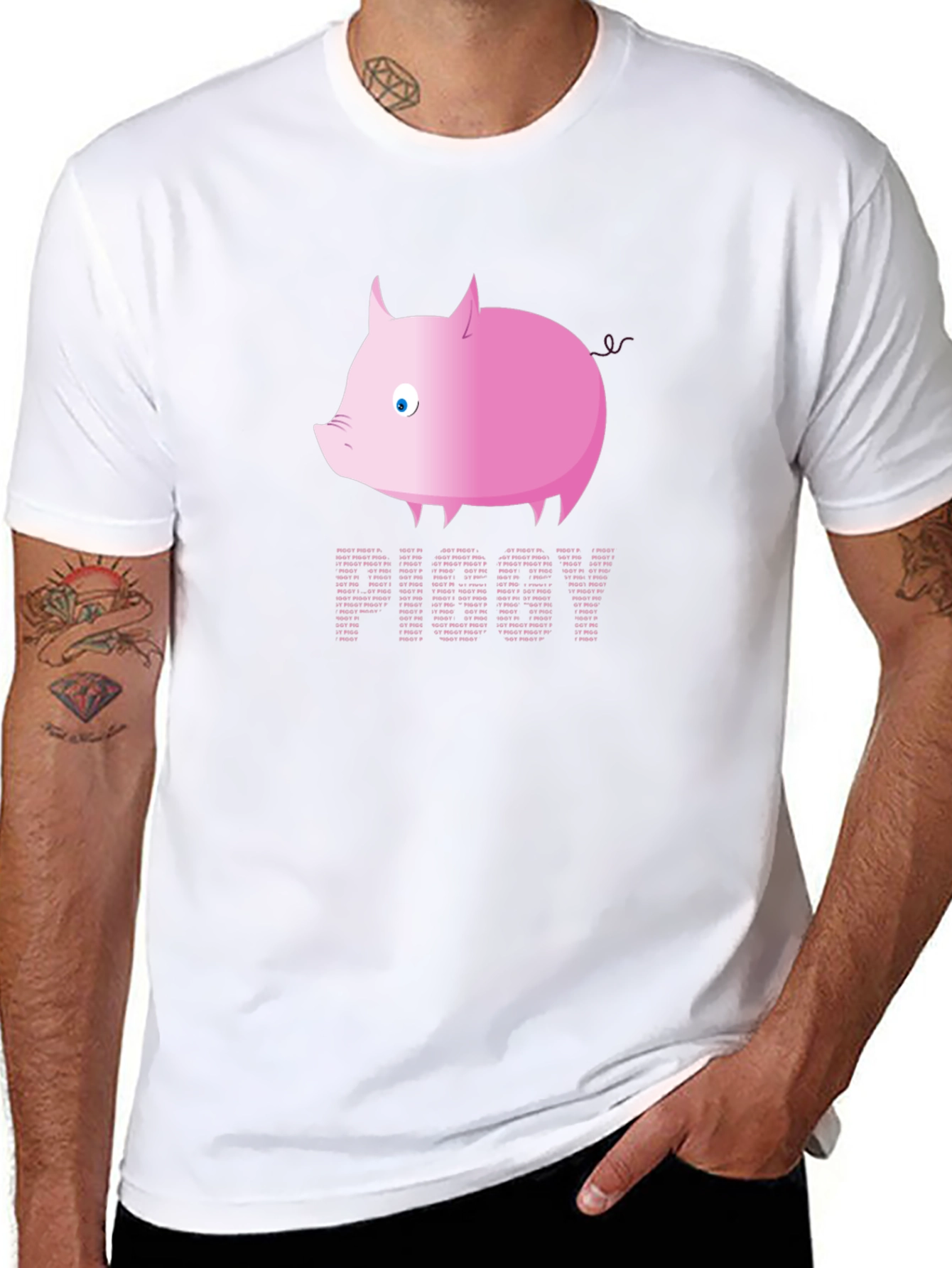 Pink Pig Text T-Shirt - Fun Graphic Tee