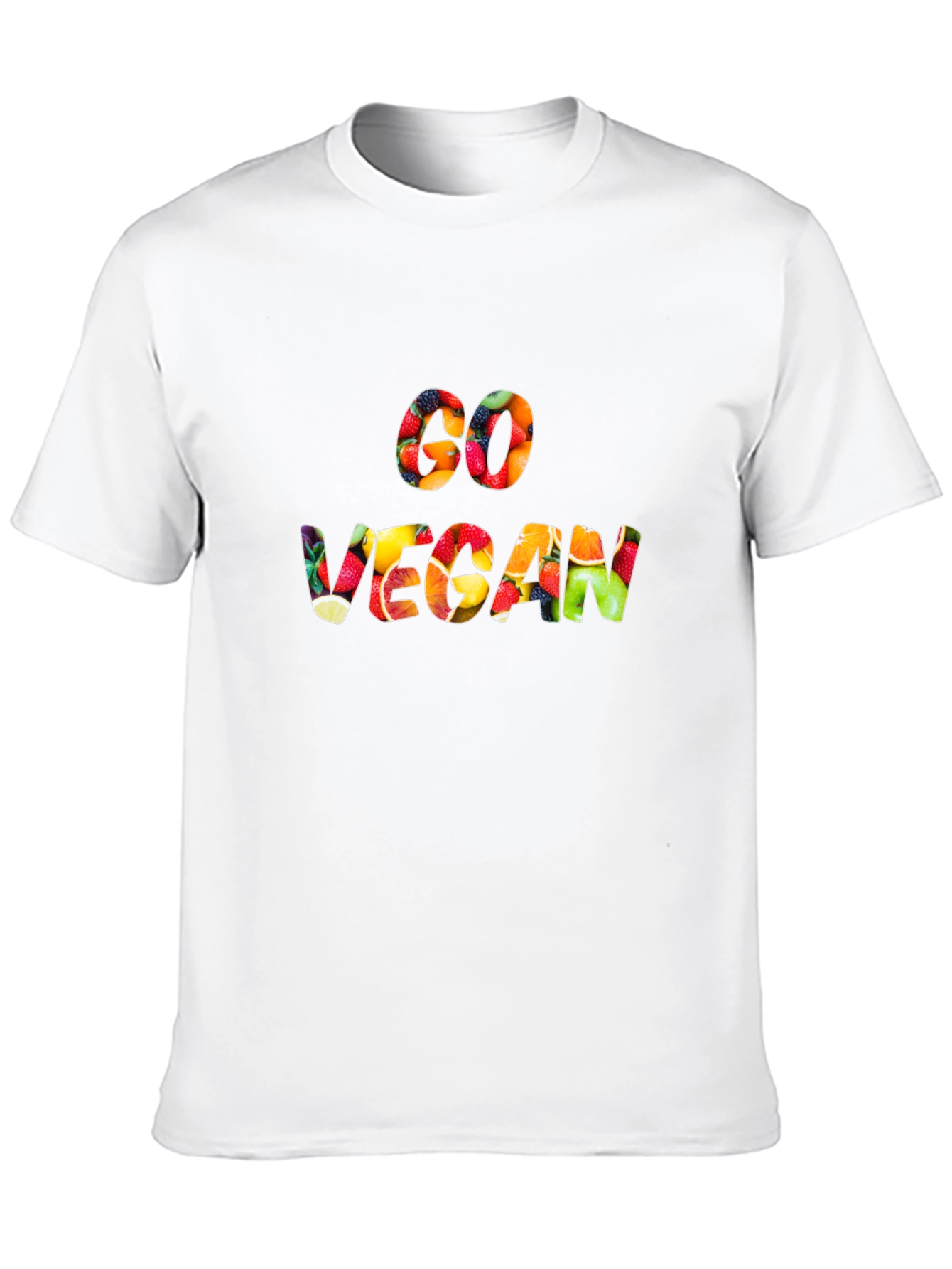 Go Vegan Fruit Pattern T-Shirt
