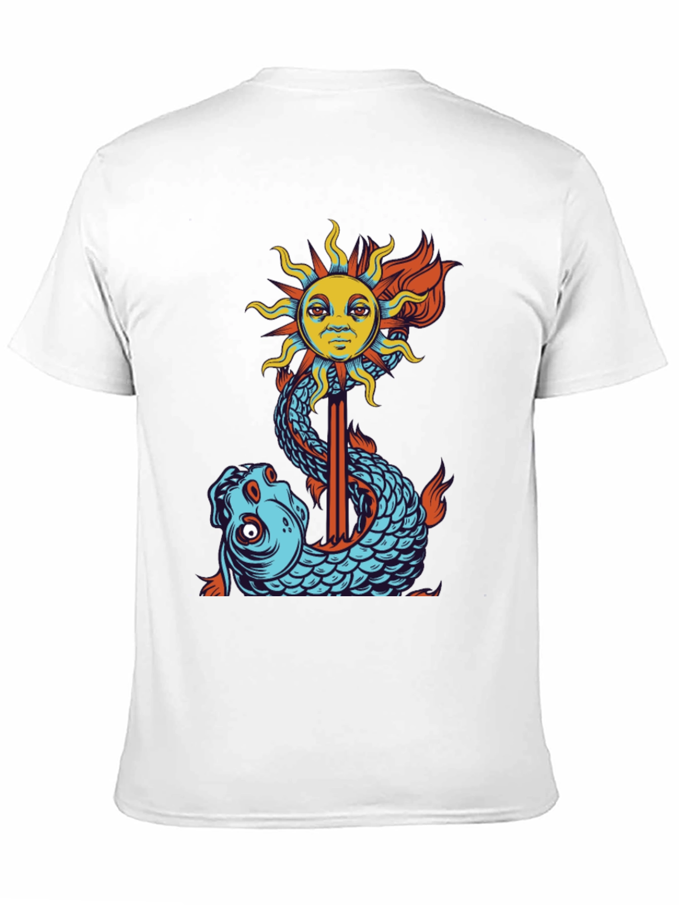 Sun & Fish Graphic Tee - Unique Art Shirt