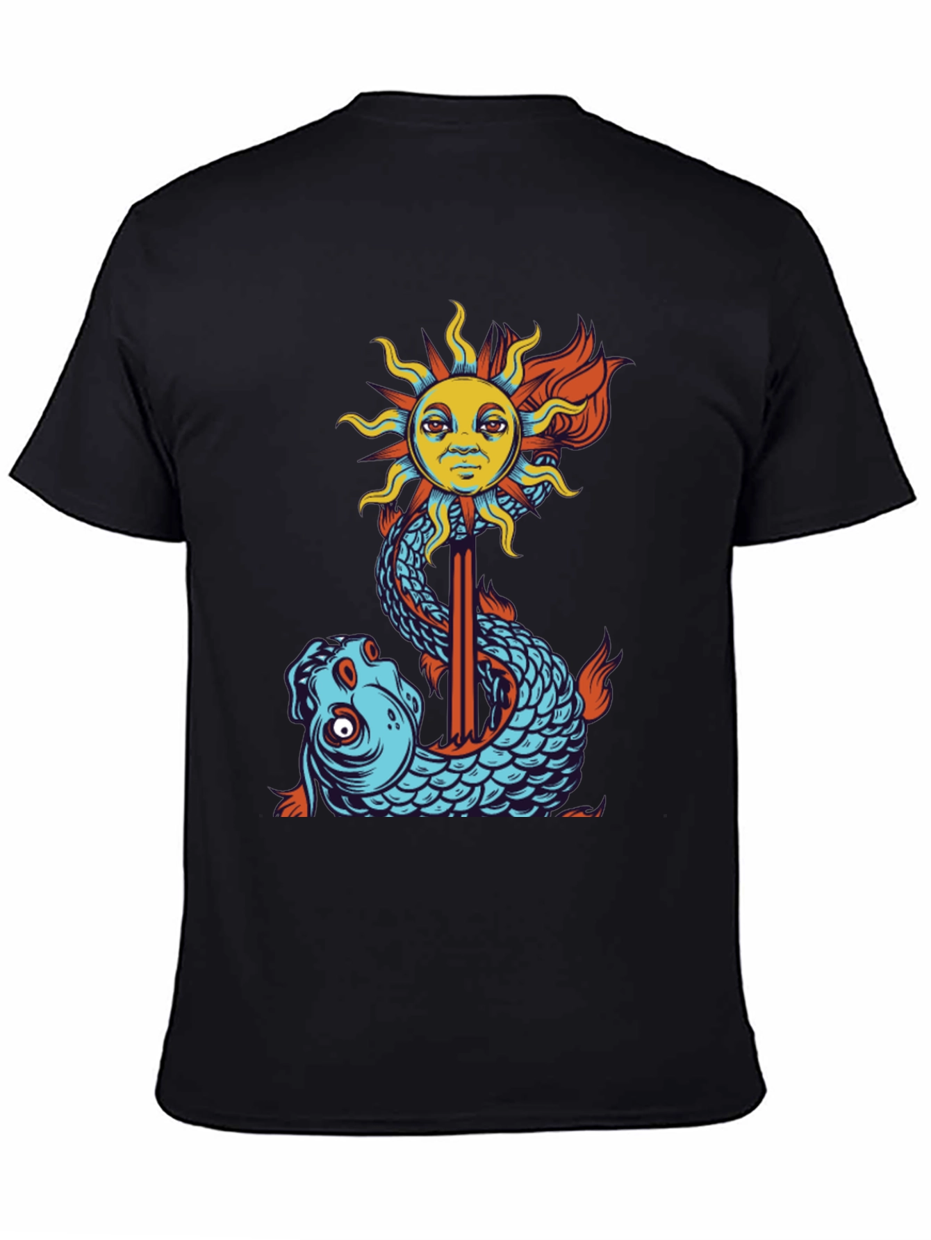 Sun & Fish Graphic Tee - Unique Art Shirt