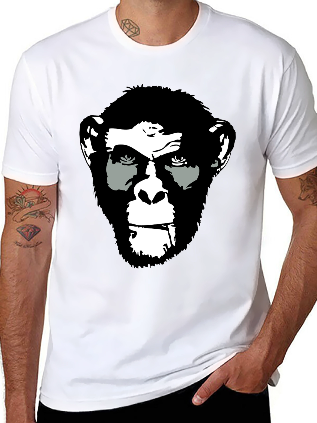 Ape Face Graphic Print Black T-Shirt