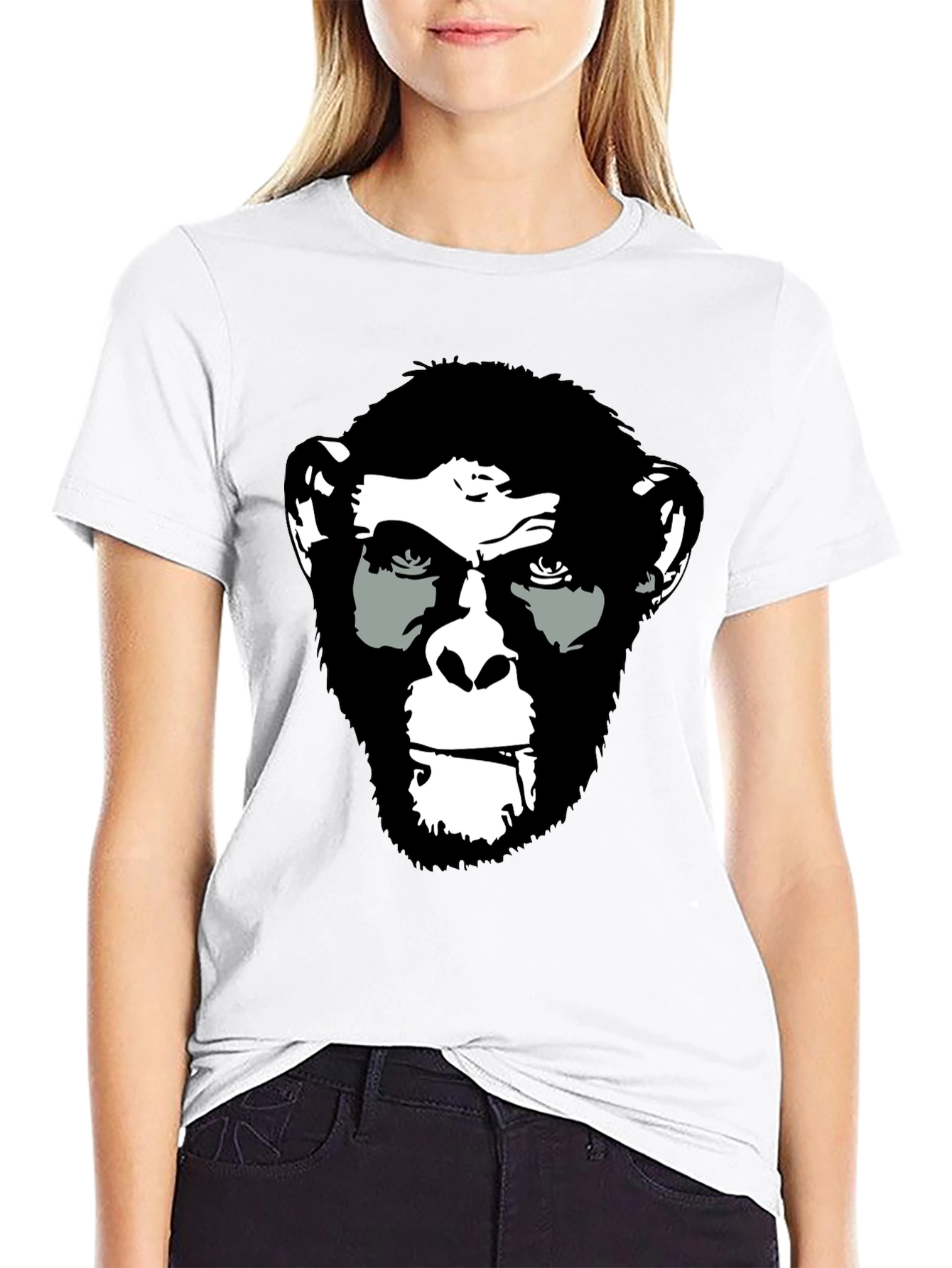 Ape Face Graphic Print Black T-Shirt