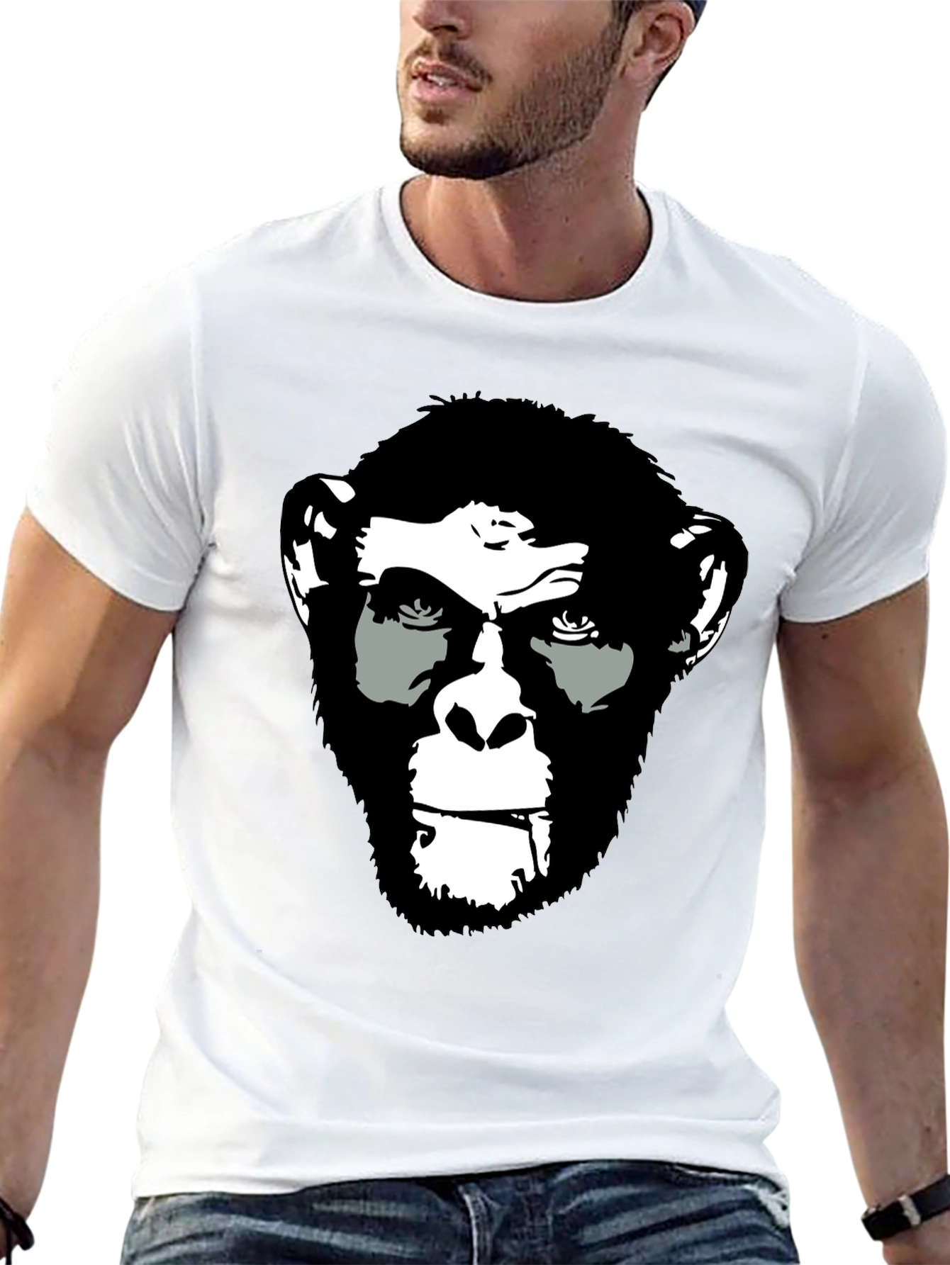Ape Face Graphic Print Black T-Shirt