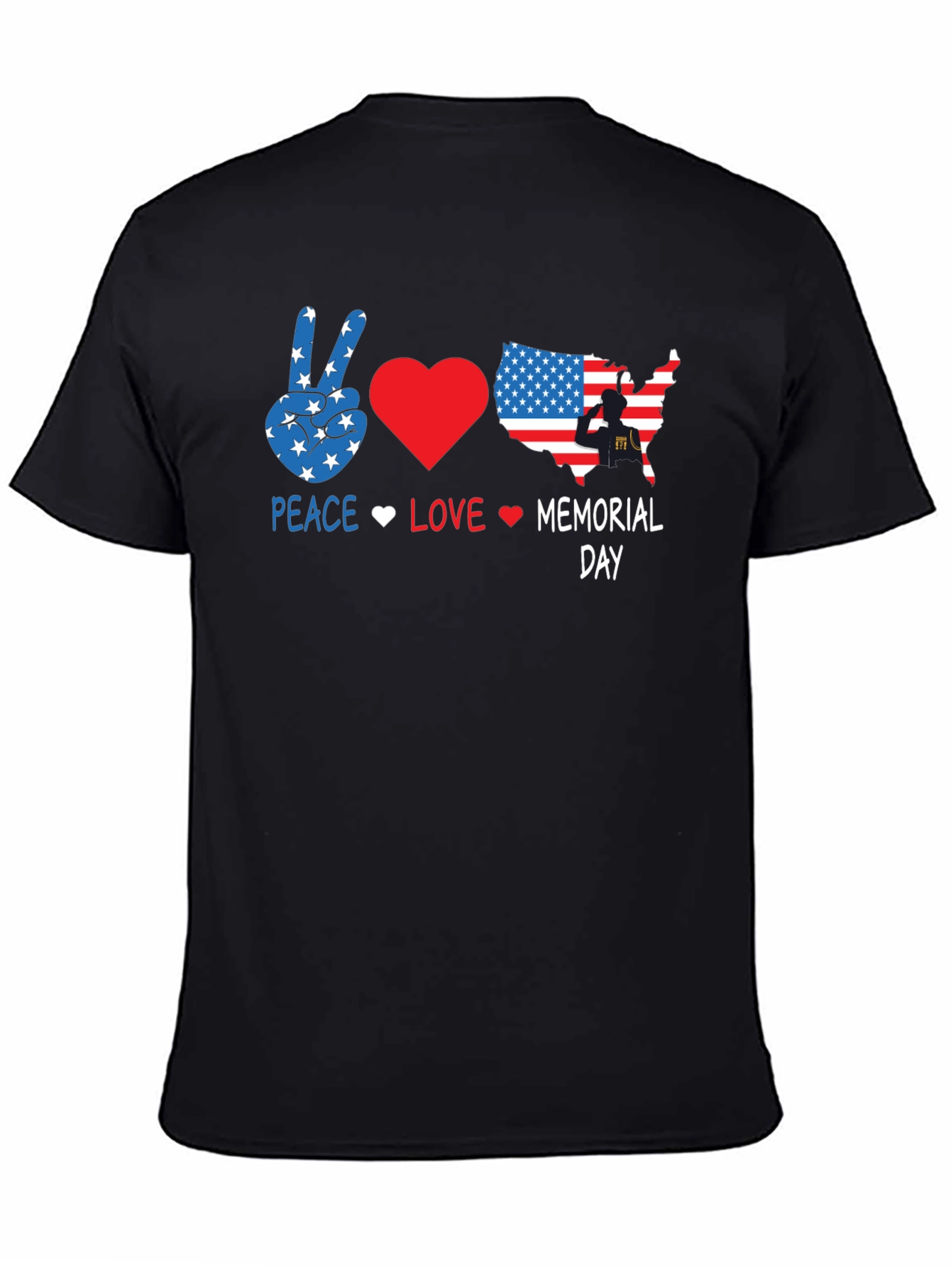 Peace Love Memorial Day Black T-Shirt