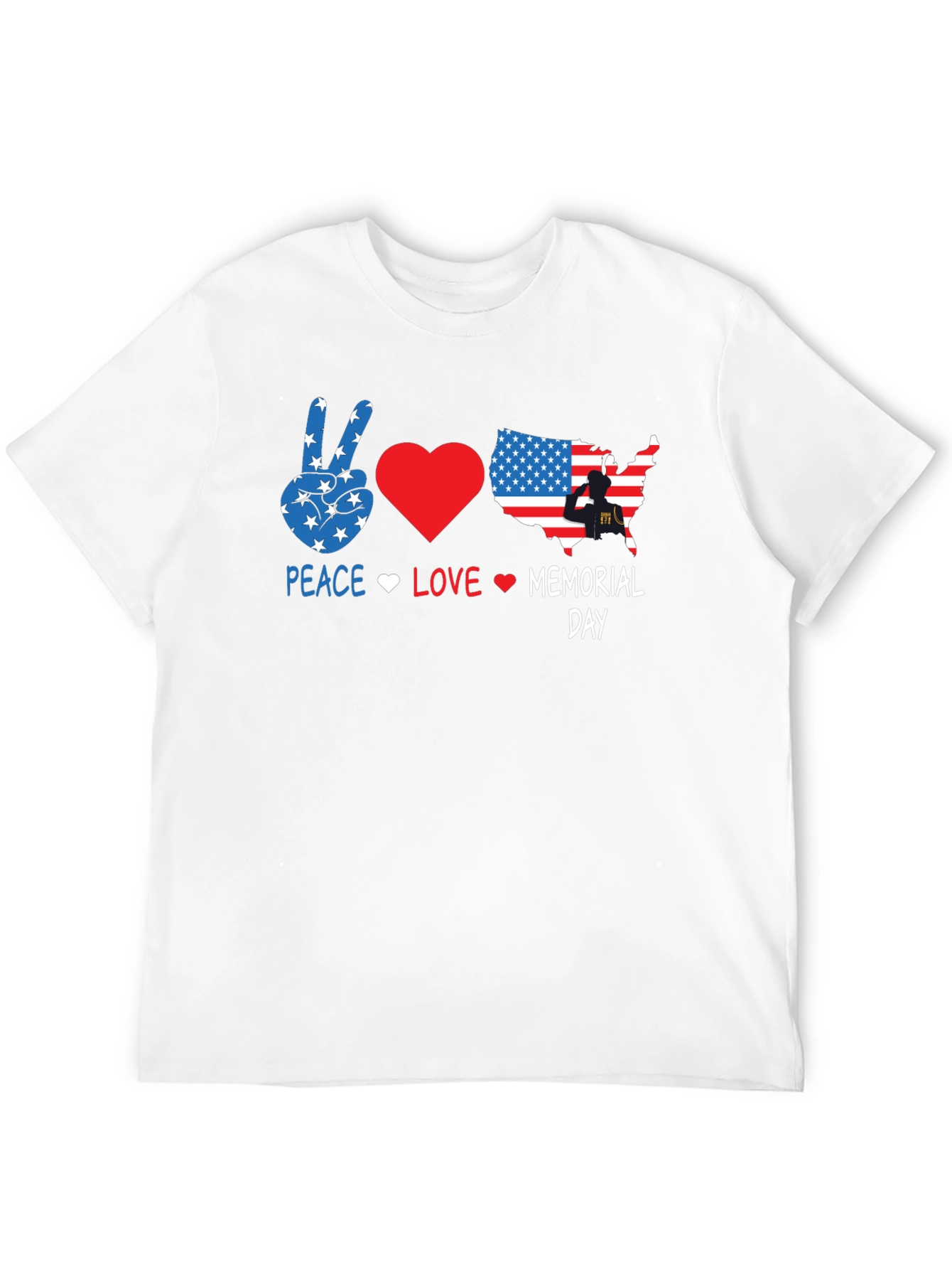 Peace Love Memorial Day Black T-Shirt