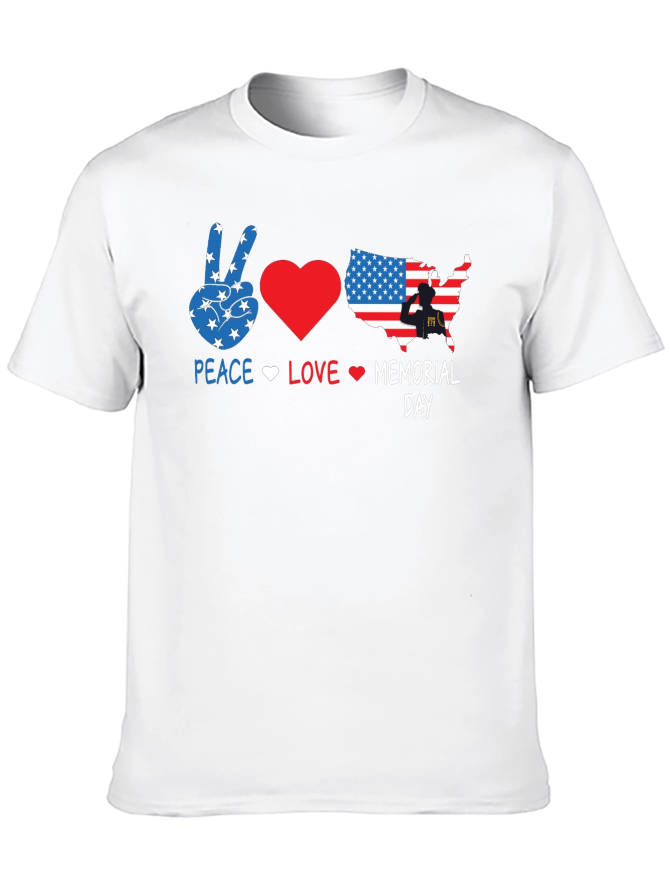 Peace Love Memorial Day Black T-Shirt