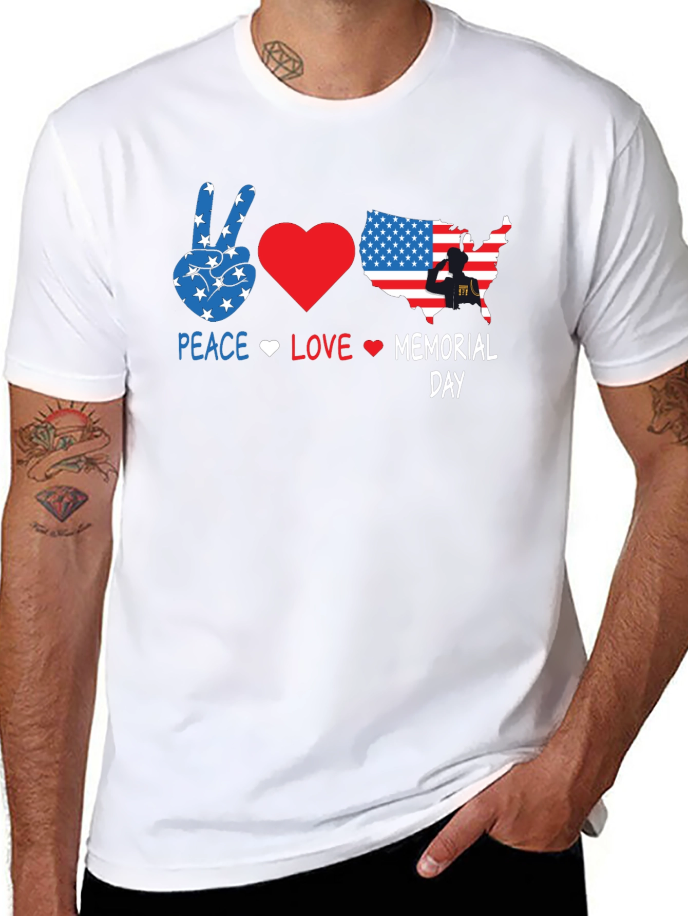 Peace Love Memorial Day Black T-Shirt