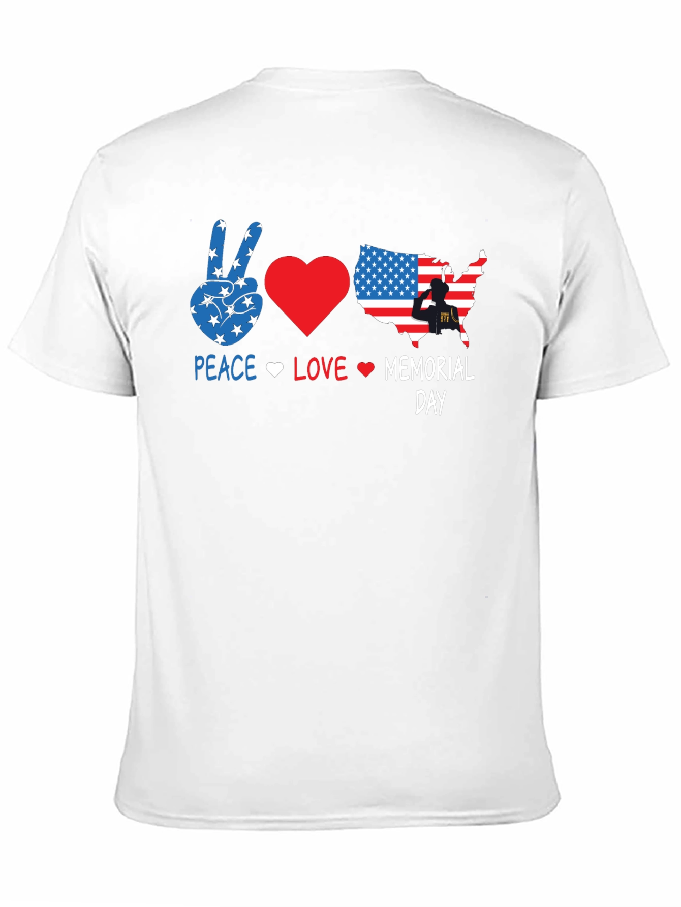 Peace Love Memorial Day Black T-Shirt