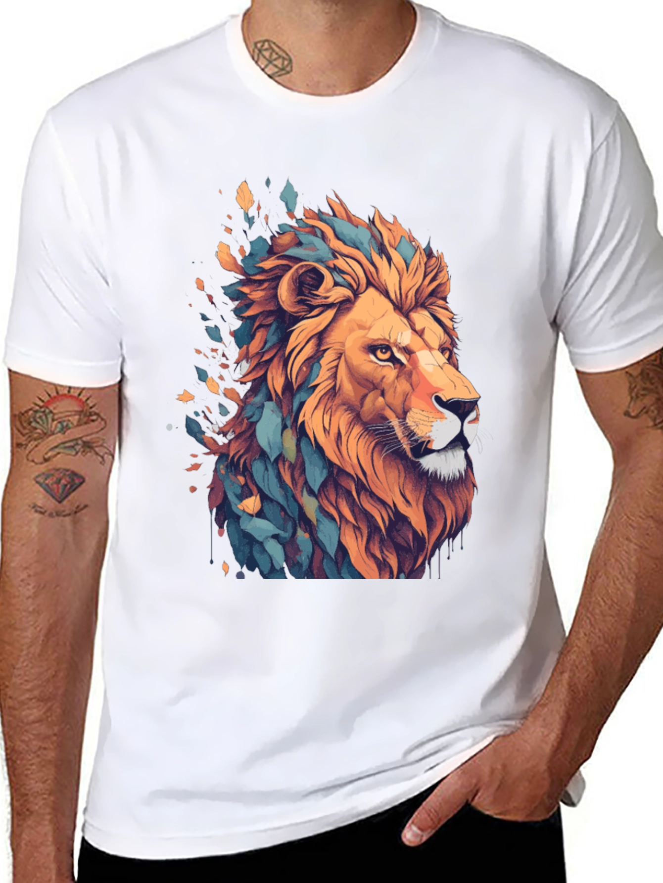 Lion Graphic Tee - Stylish Mens Black T-Shirt