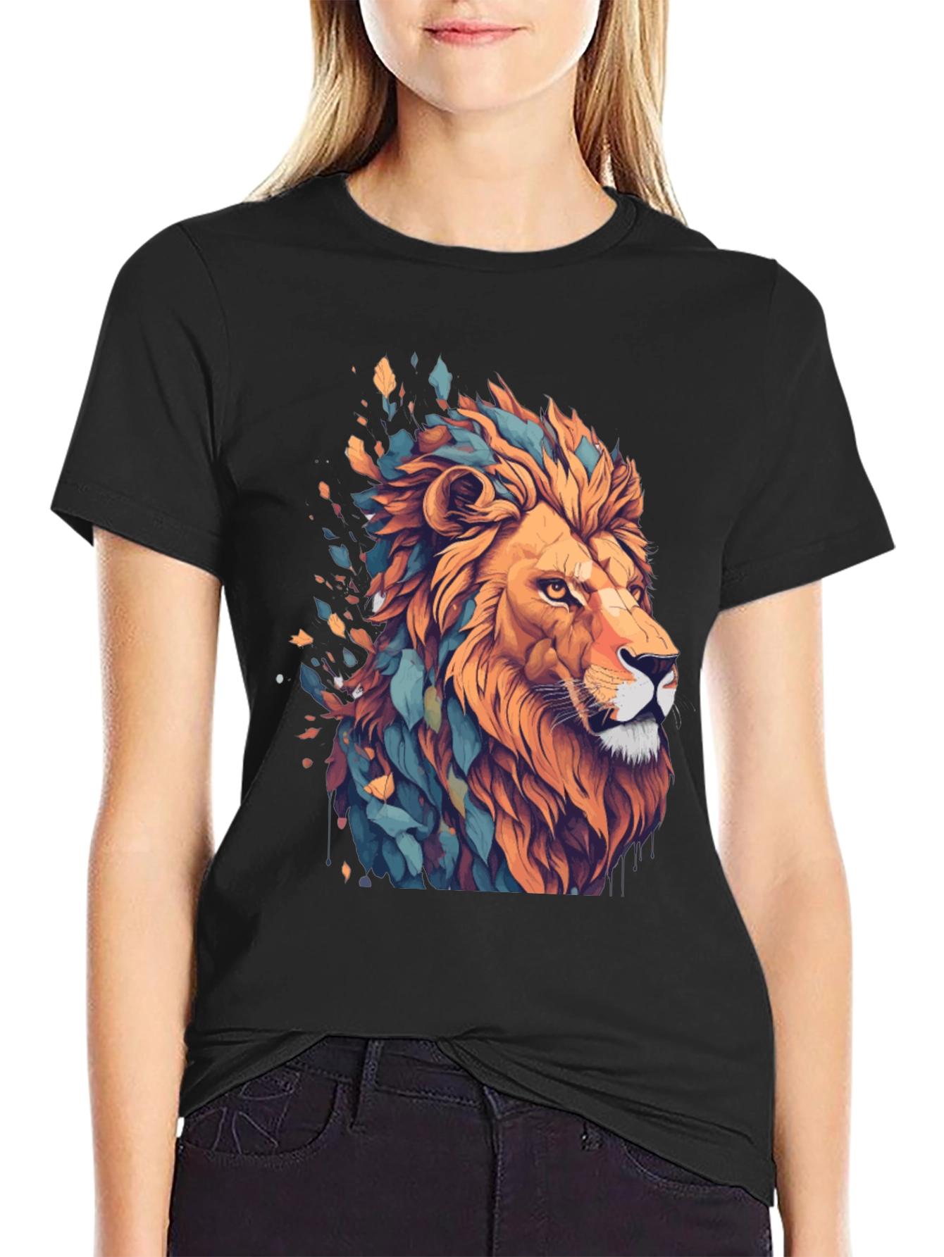 Lion Graphic Tee - Stylish Mens Black T-Shirt