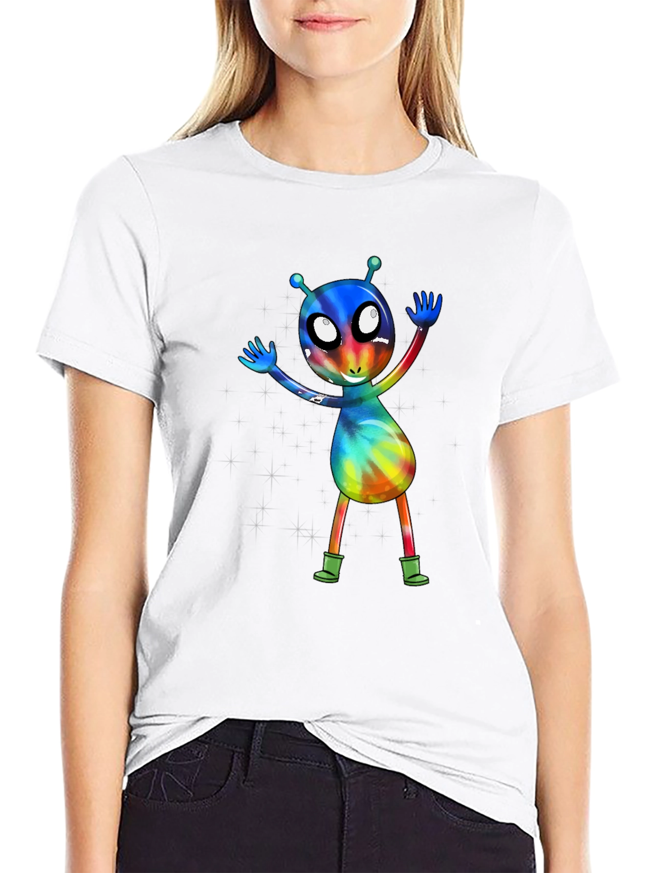 Alien Tie-Dye Graphic Tee - Funky Space Design