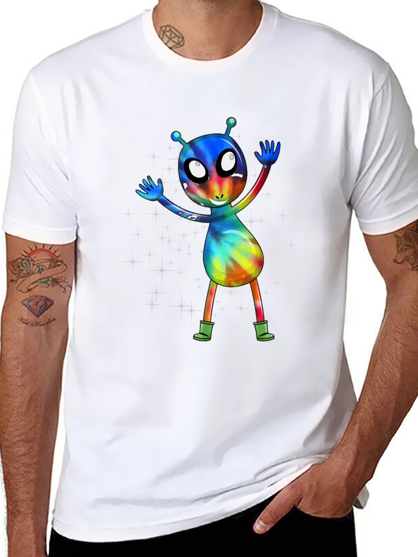 Alien Tie-Dye Graphic Tee - Funky Space Design