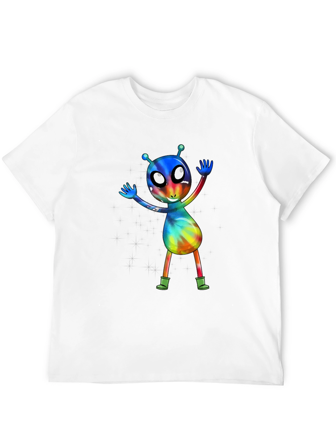 Alien Tie-Dye Graphic Tee - Funky Space Design