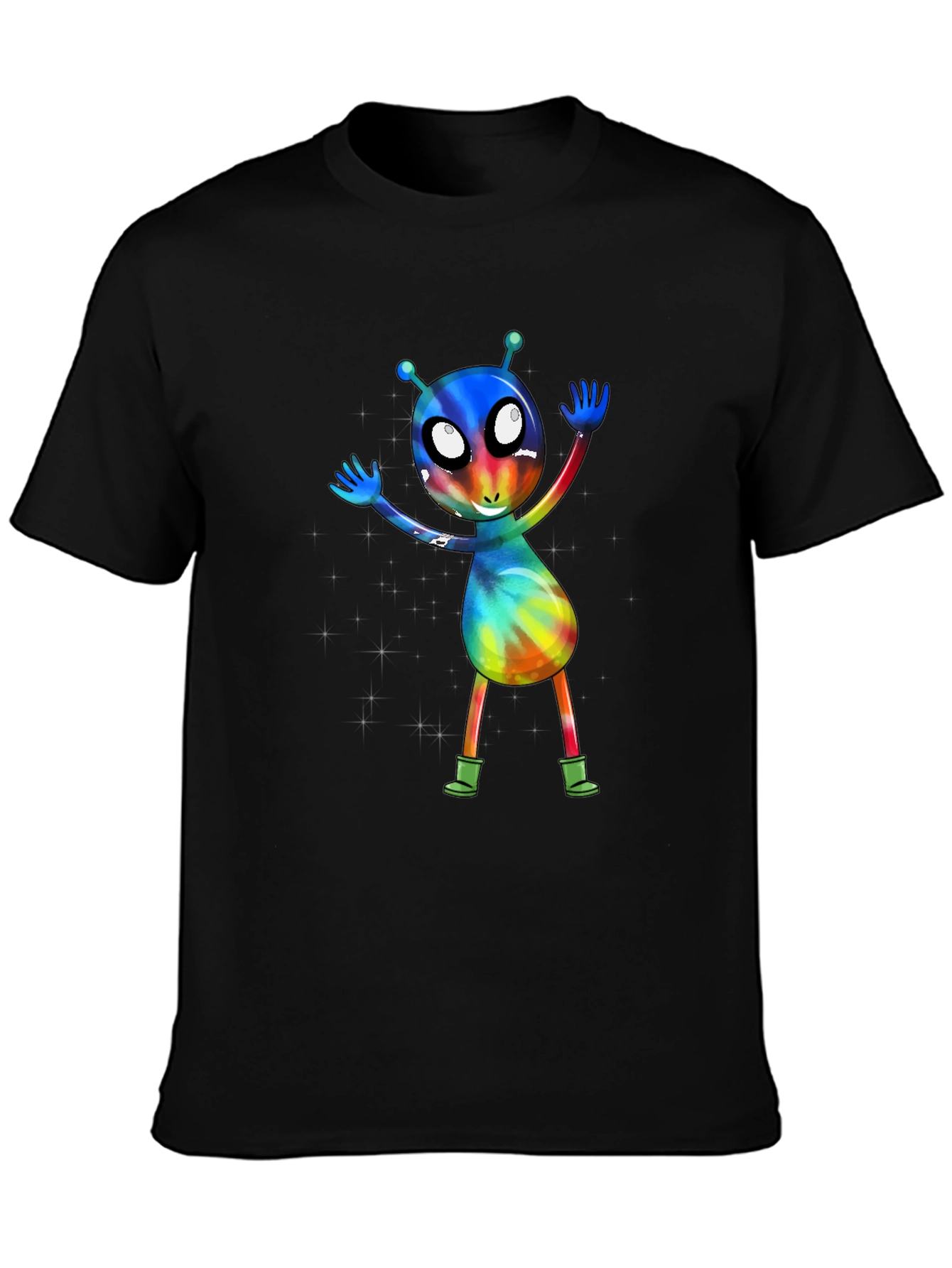 Alien Tie-Dye Graphic Tee - Funky Space Design
