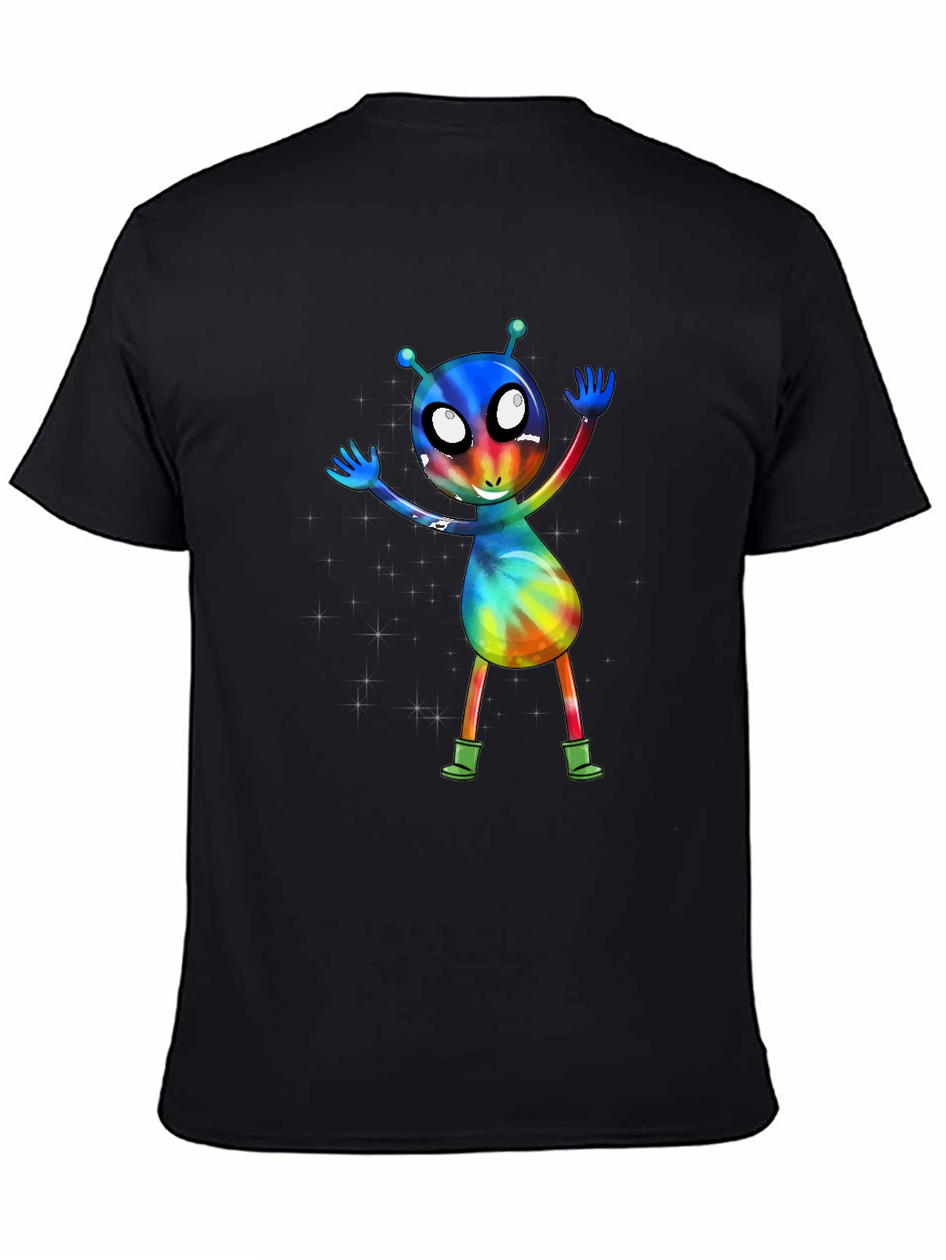 Alien Tie-Dye Graphic Tee - Funky Space Design