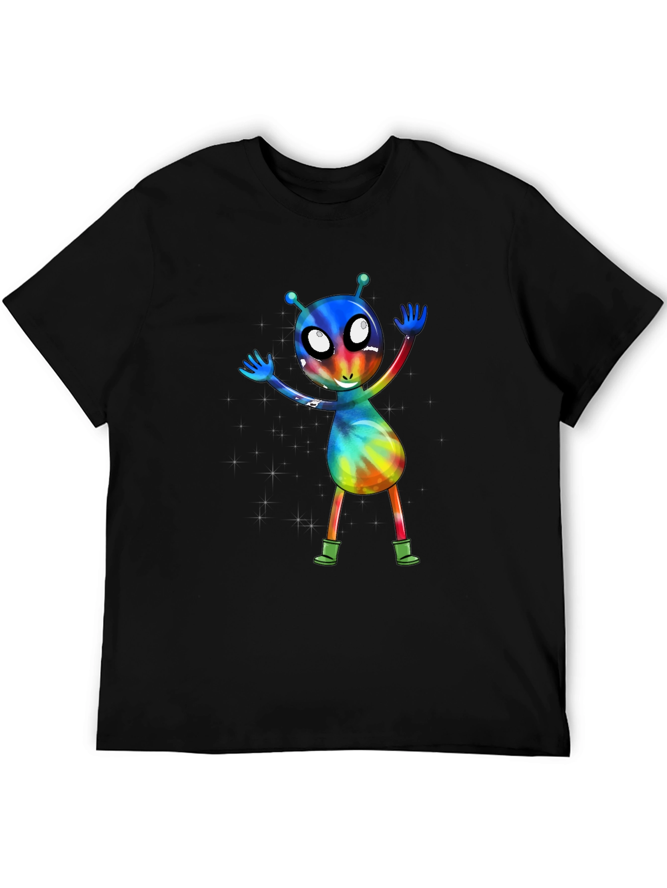 Alien Tie-Dye Graphic Tee - Funky Space Design