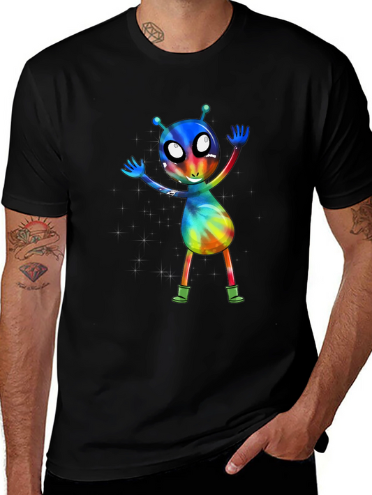 Alien Tie-Dye Graphic Tee - Funky Space Design