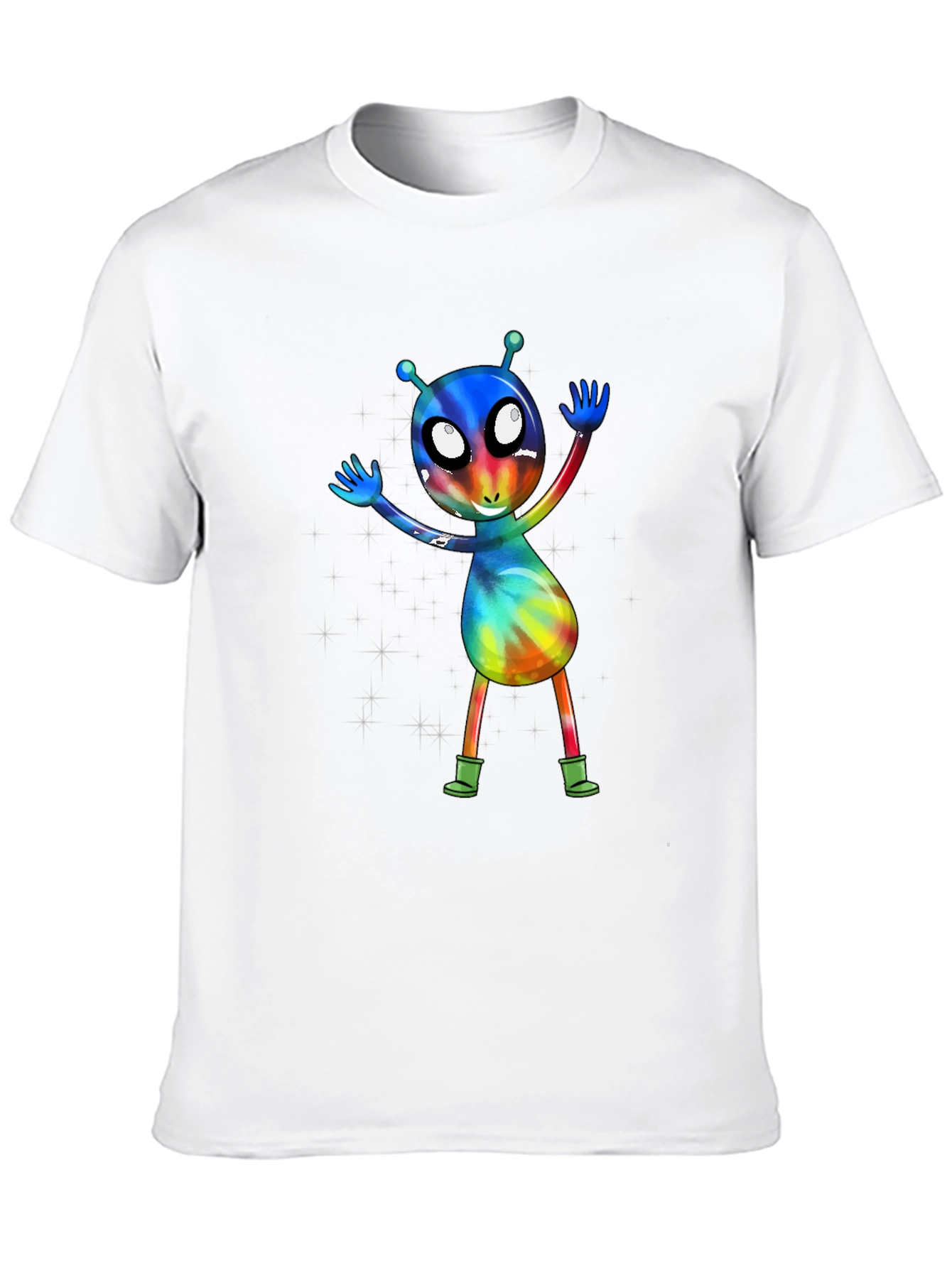 Alien Tie-Dye Graphic Tee - Funky Space Design