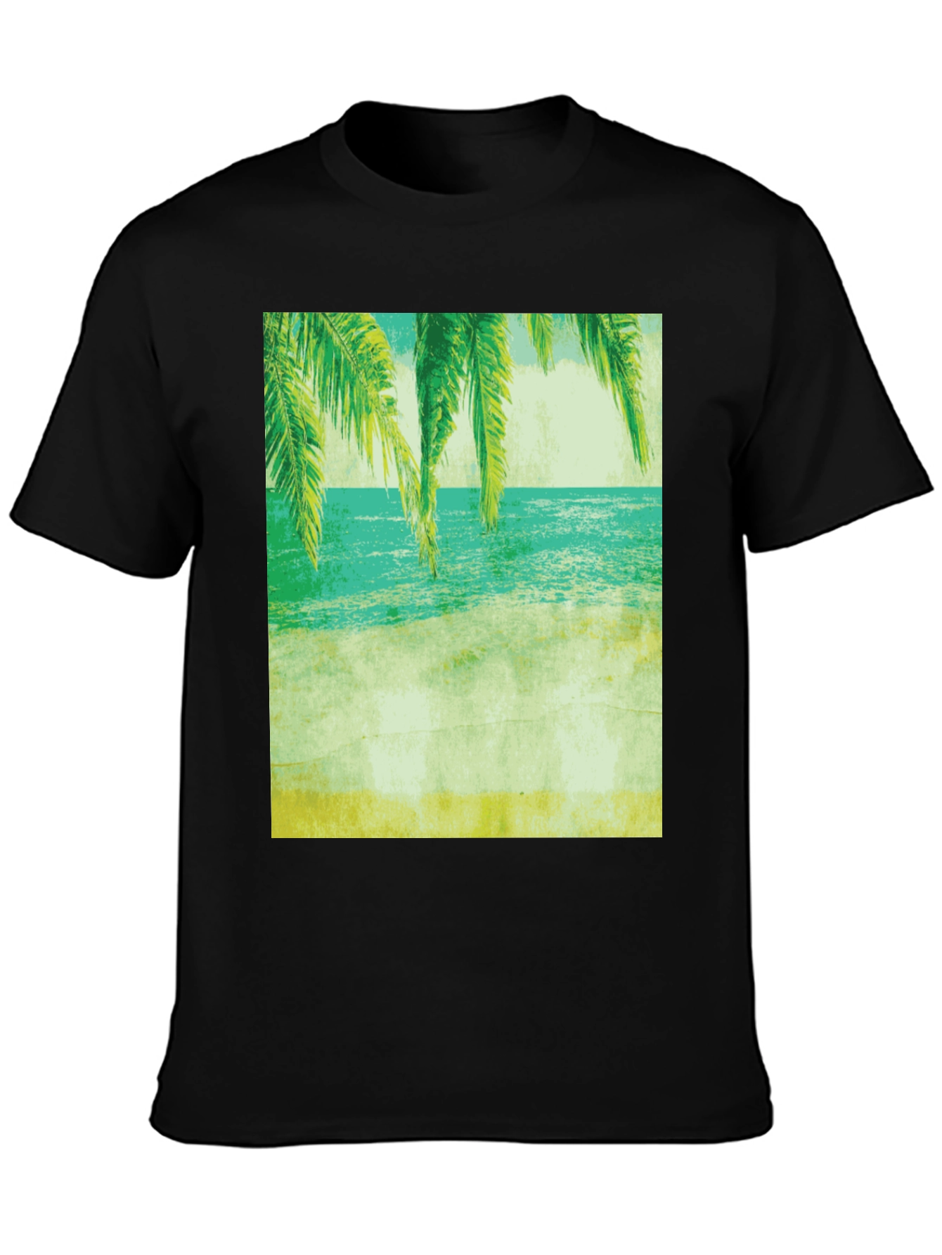 Tropical Beach Print Tee - Relaxed Coastal Vibes