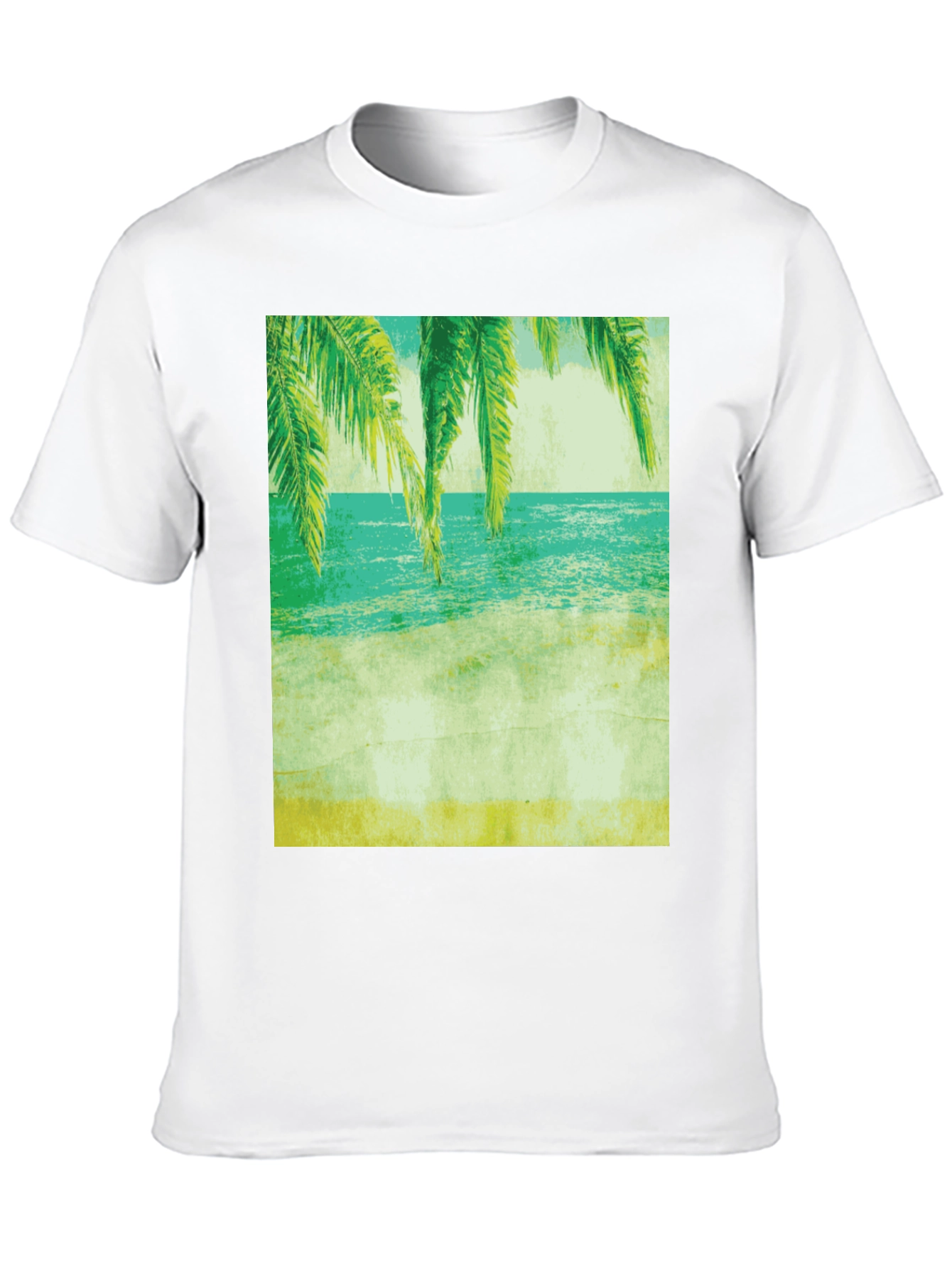 Tropical Beach Print Tee - Relaxed Coastal Vibes