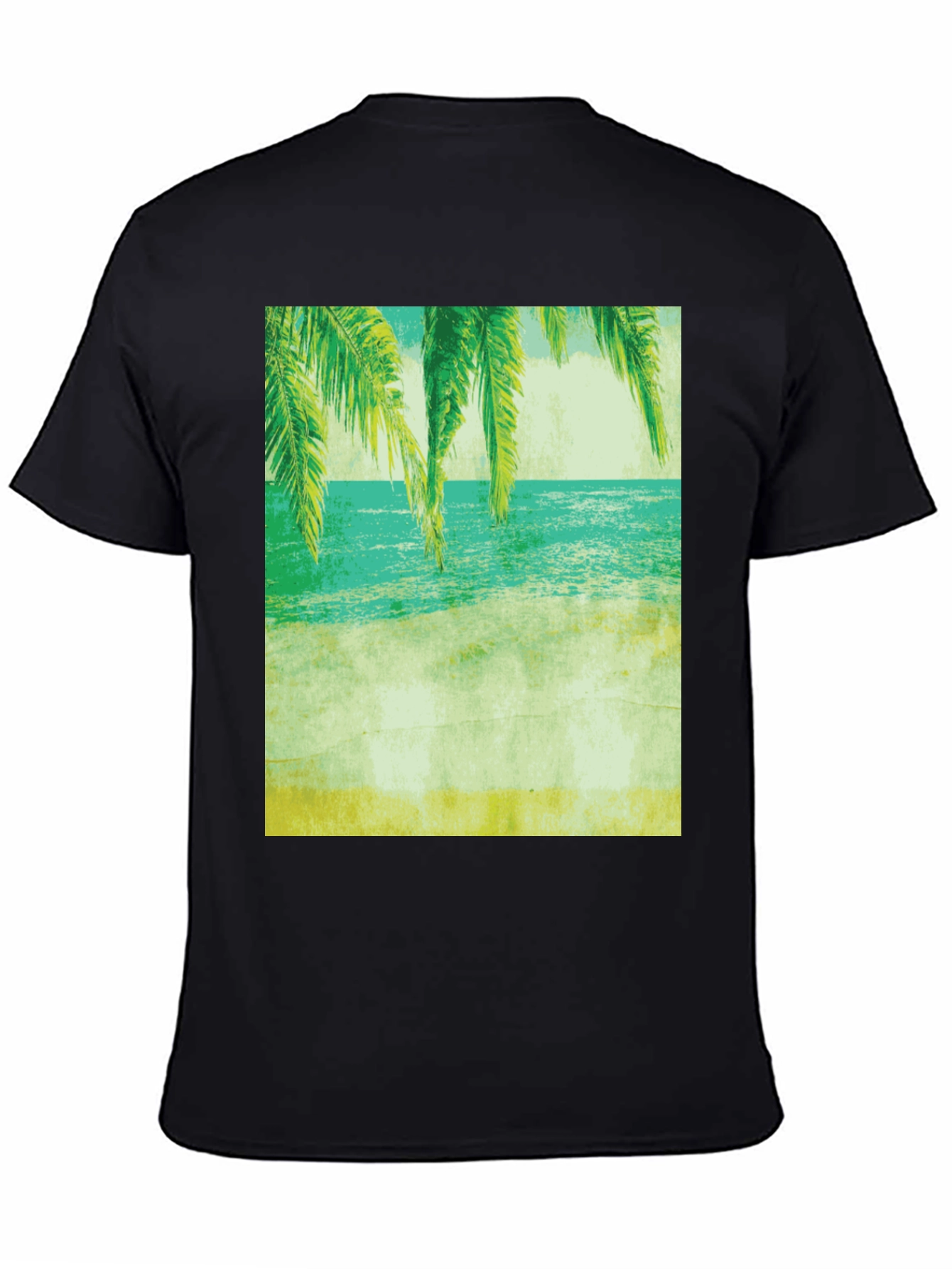 Tropical Beach Print Tee - Relaxed Coastal Vibes