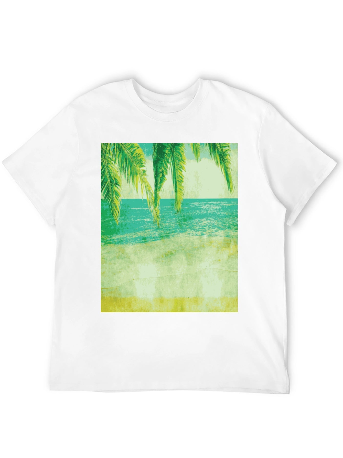 Tropical Beach Print Tee - Relaxed Coastal Vibes