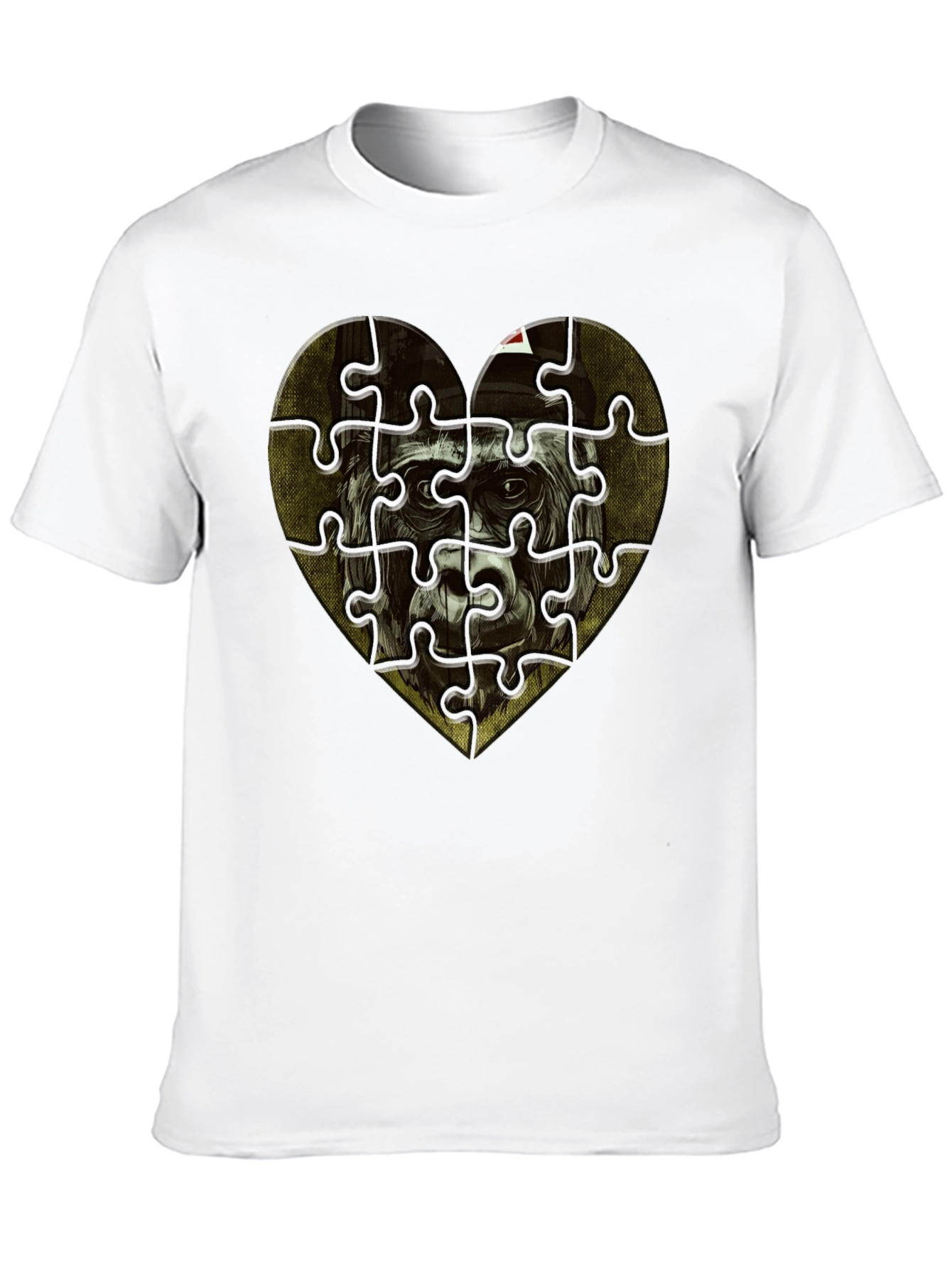 Gorilla Heart Puzzle T-Shirt - Unique Graphic Tee