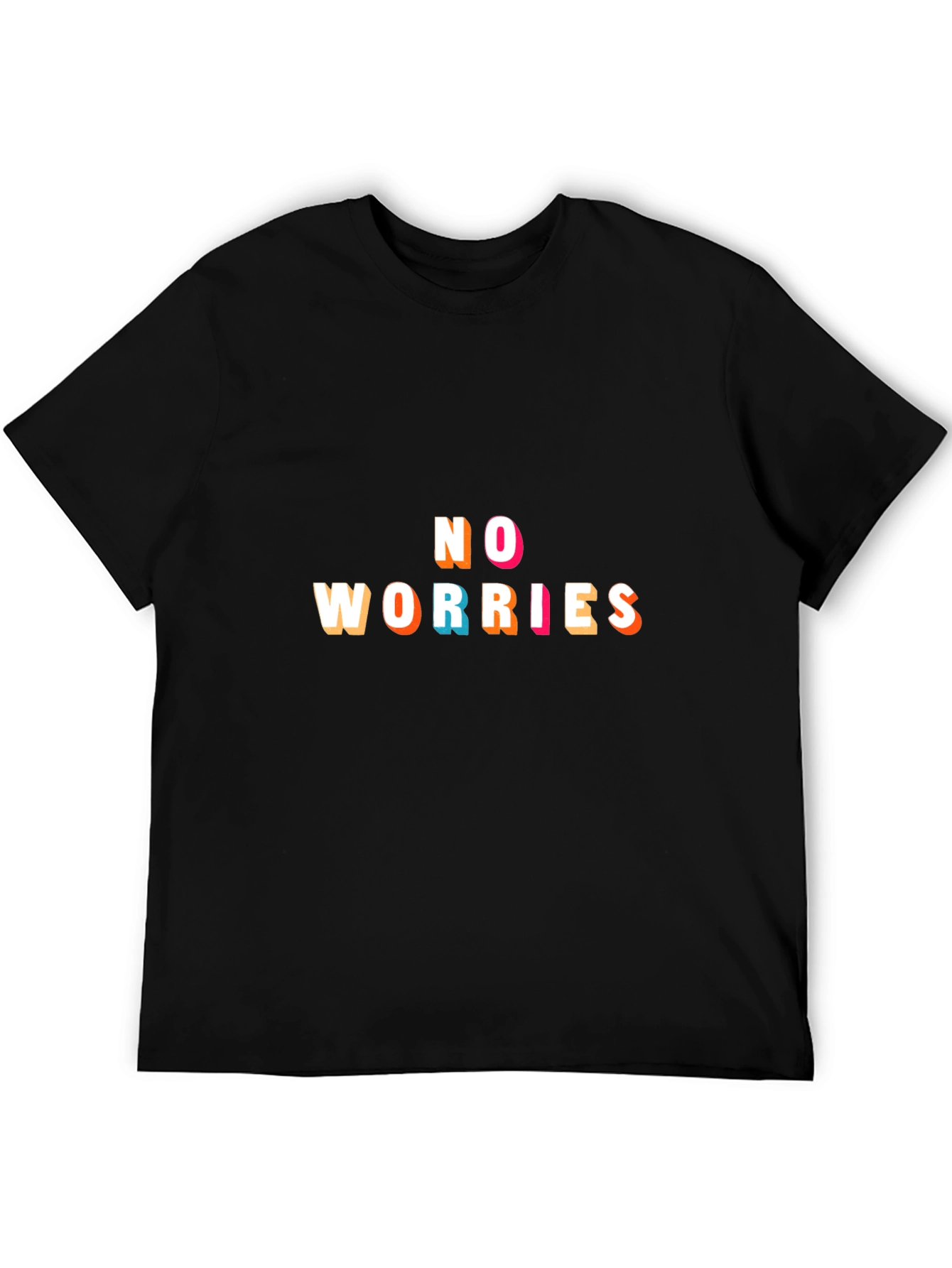 No Worries Graphic Print Black T-Shirt