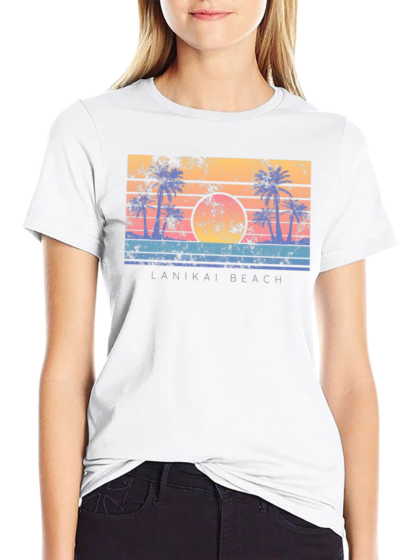 Lanikai Beach Retro Sunset T-Shirt