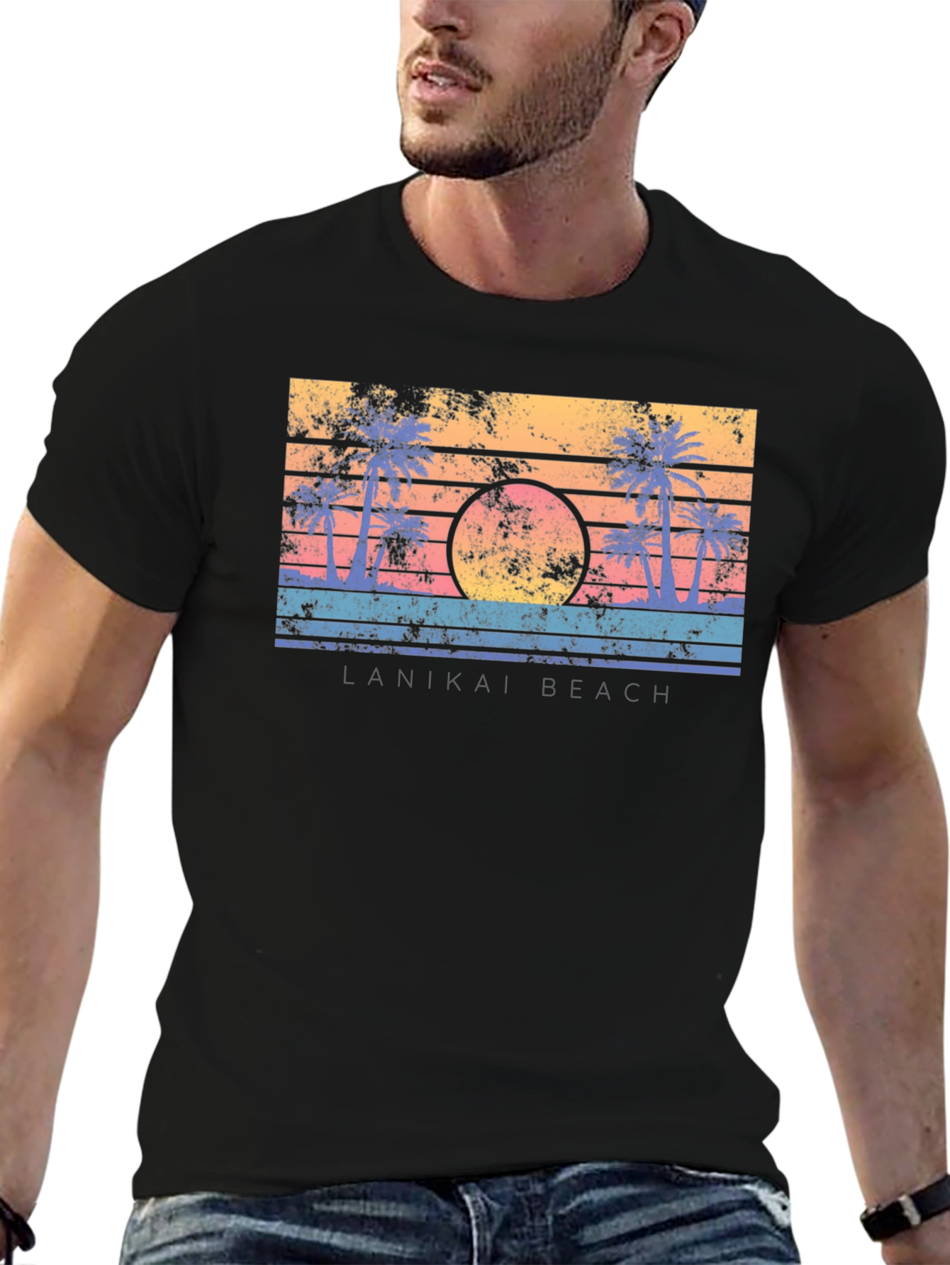 Lanikai Beach Retro Sunset T-Shirt