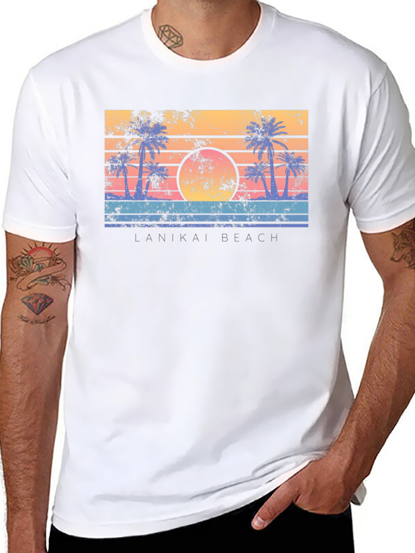 Lanikai Beach Retro Sunset T-Shirt