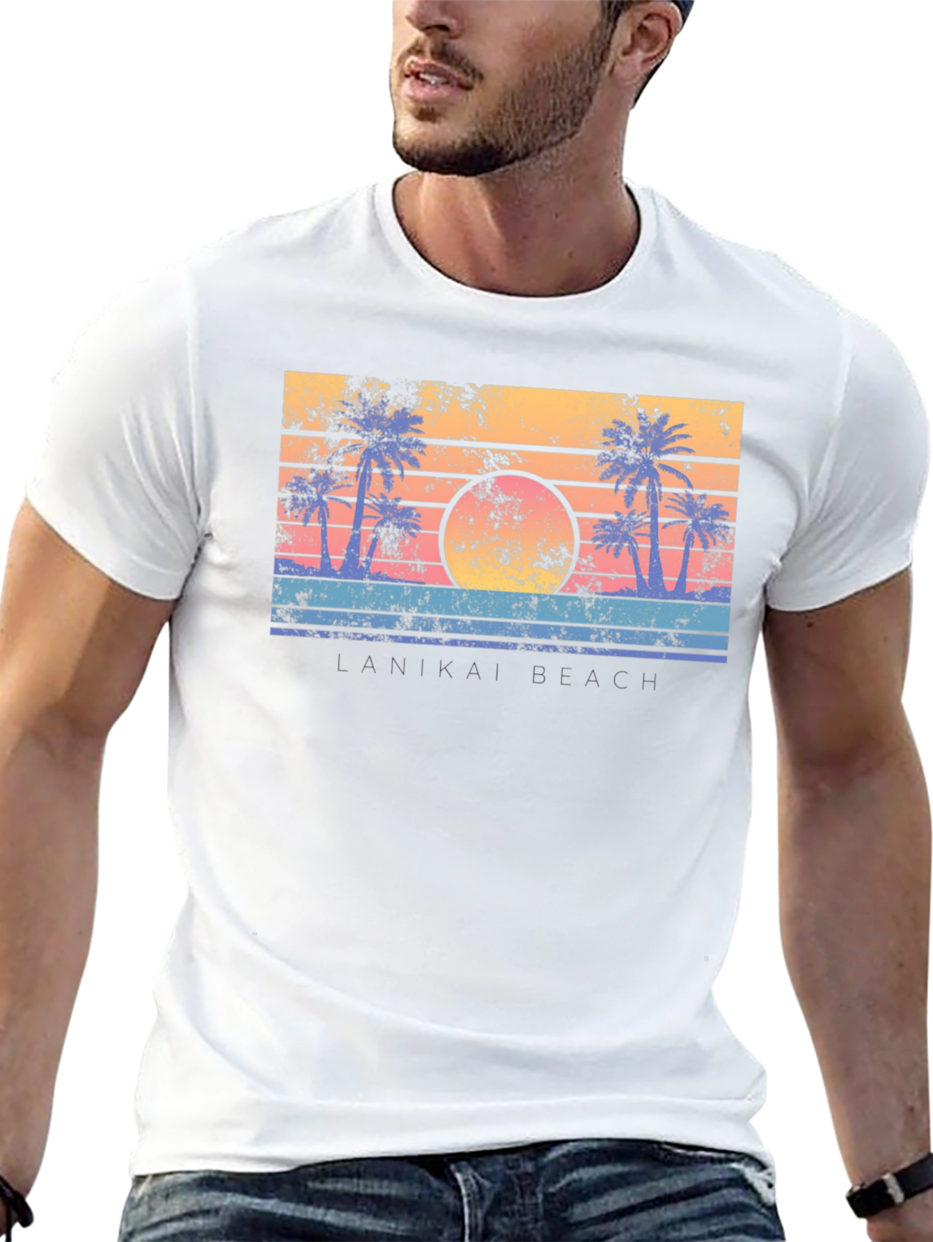 Lanikai Beach Retro Sunset T-Shirt