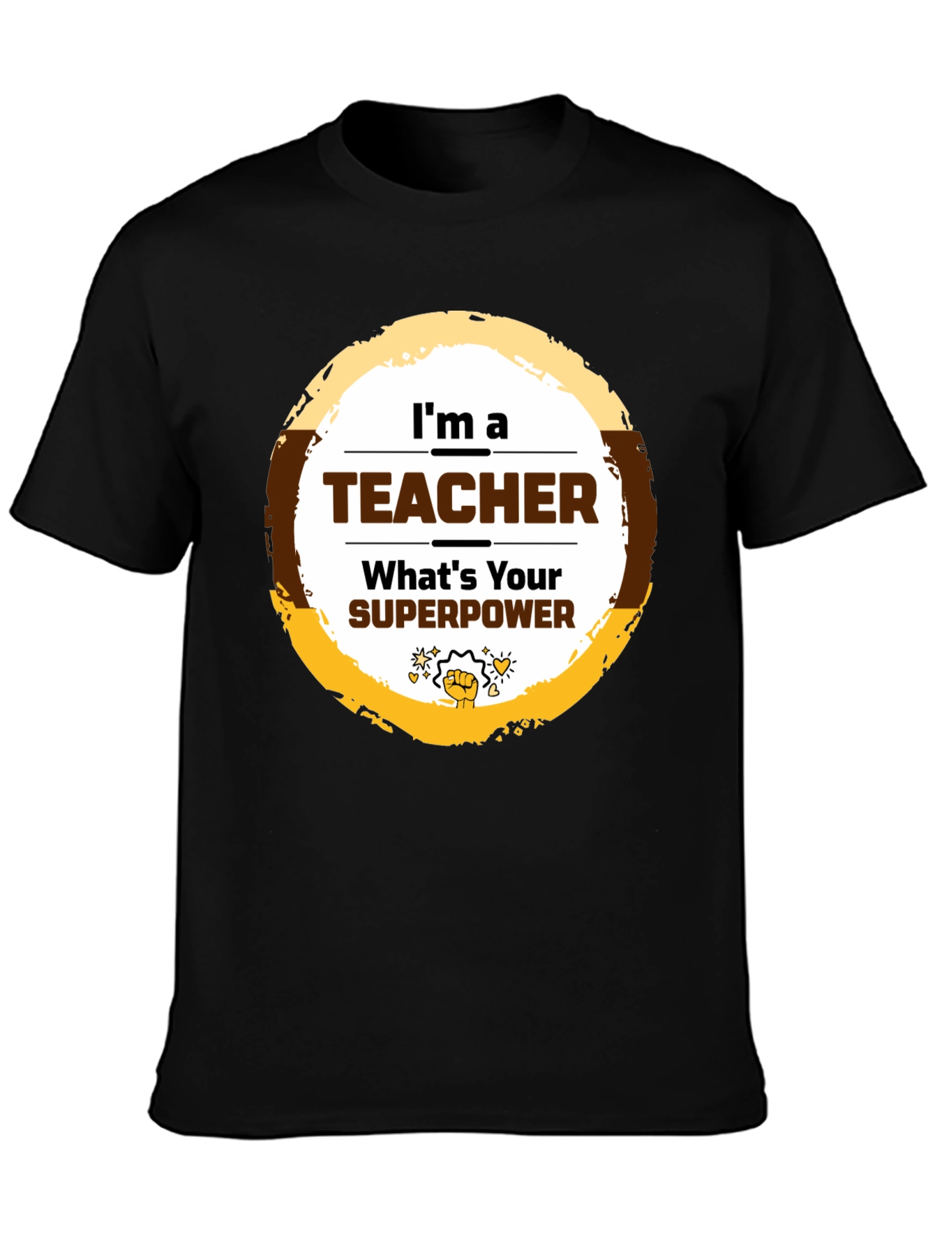 Teacher Superpower Graphic T-Shirt - Black
